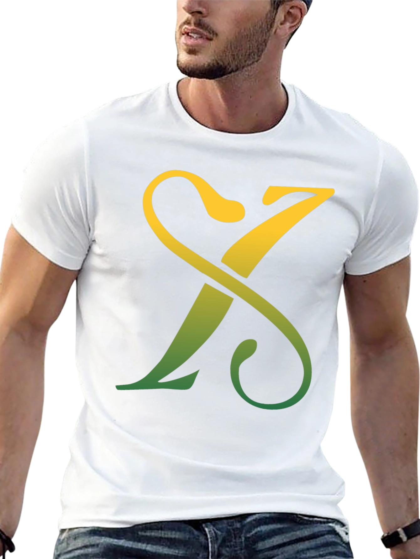 Letter X Gradient Tee - Casual Style