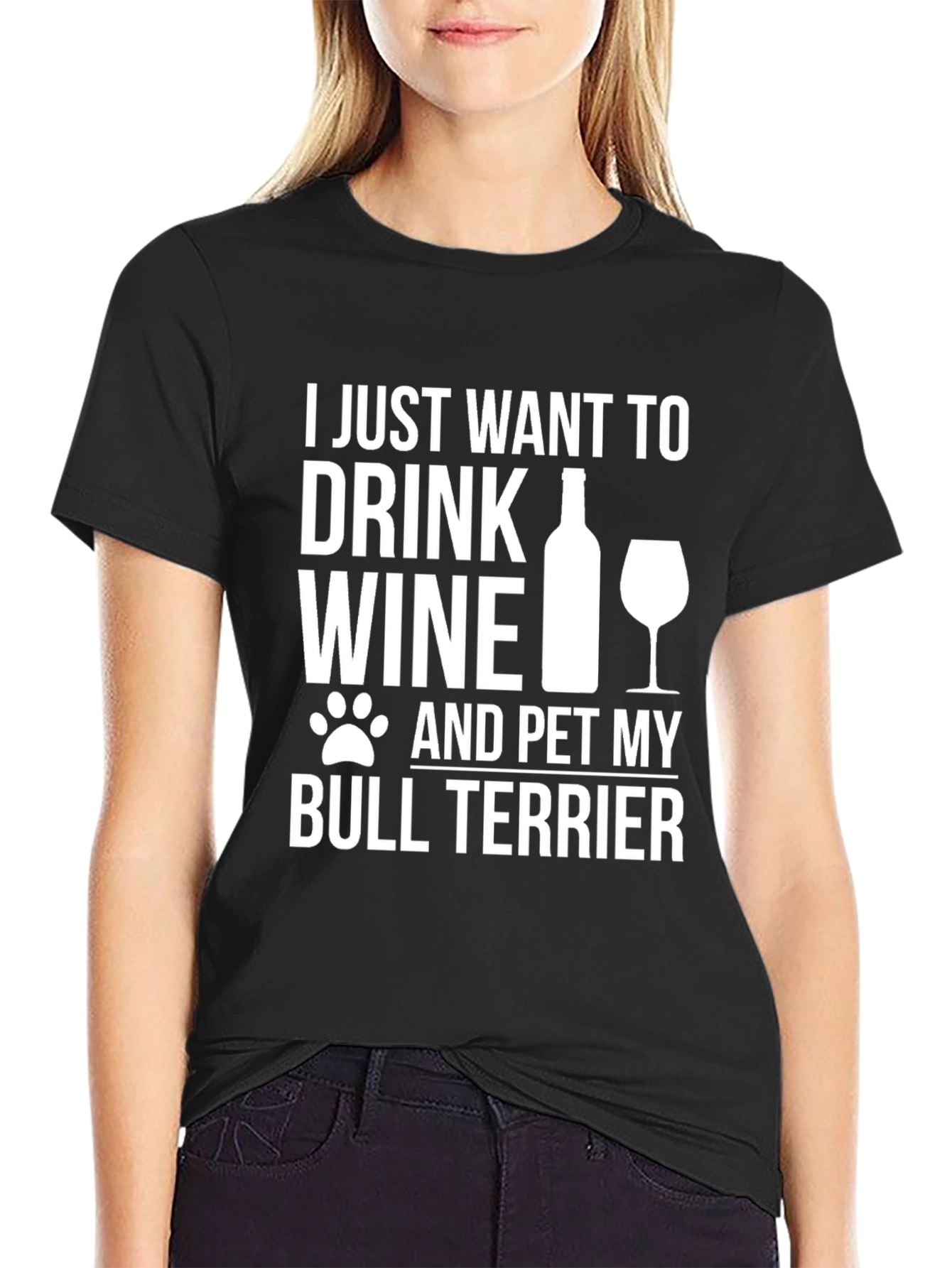 Wine and Bull Terrier T-Shirt