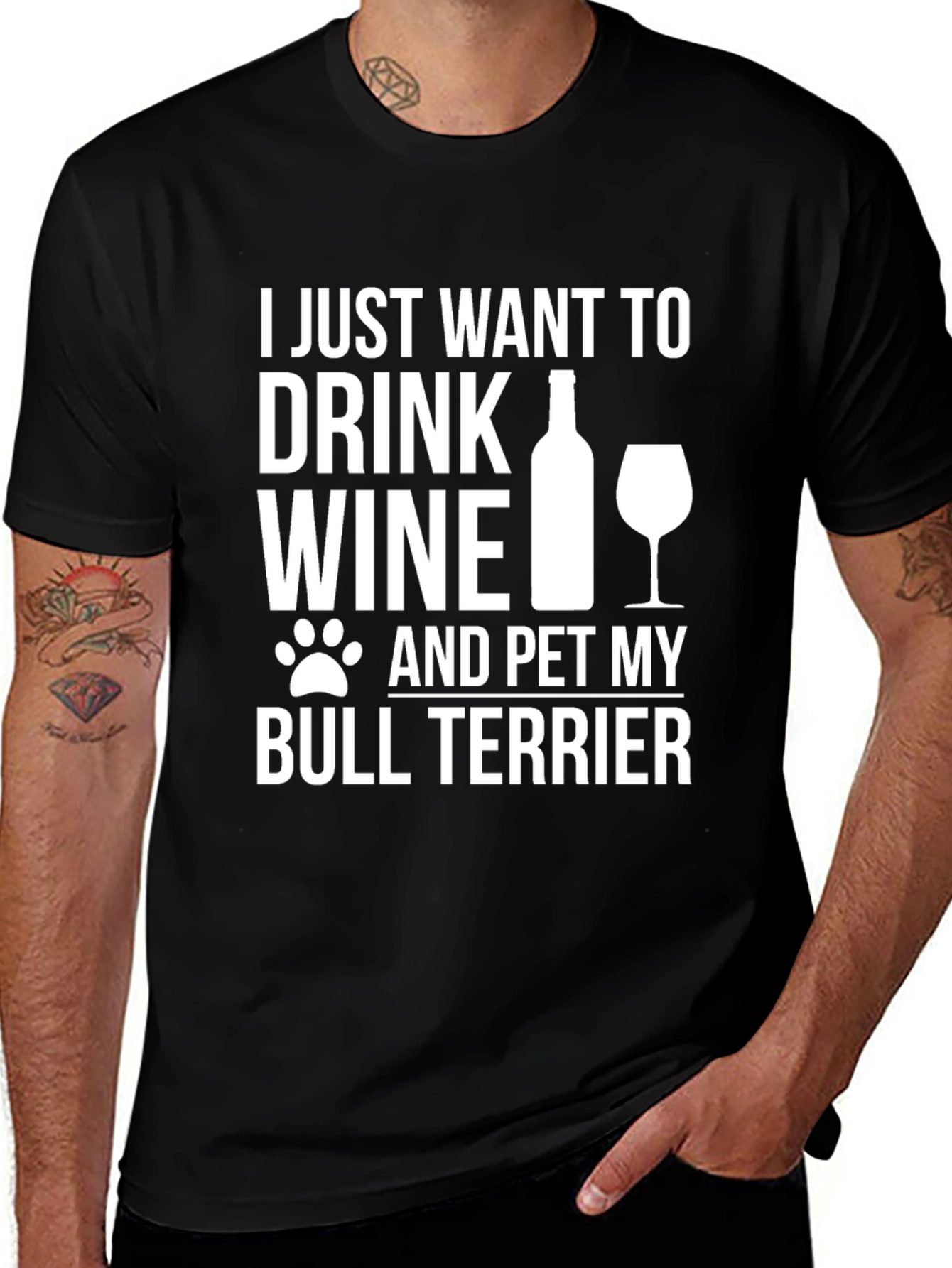 Wine and Bull Terrier T-Shirt