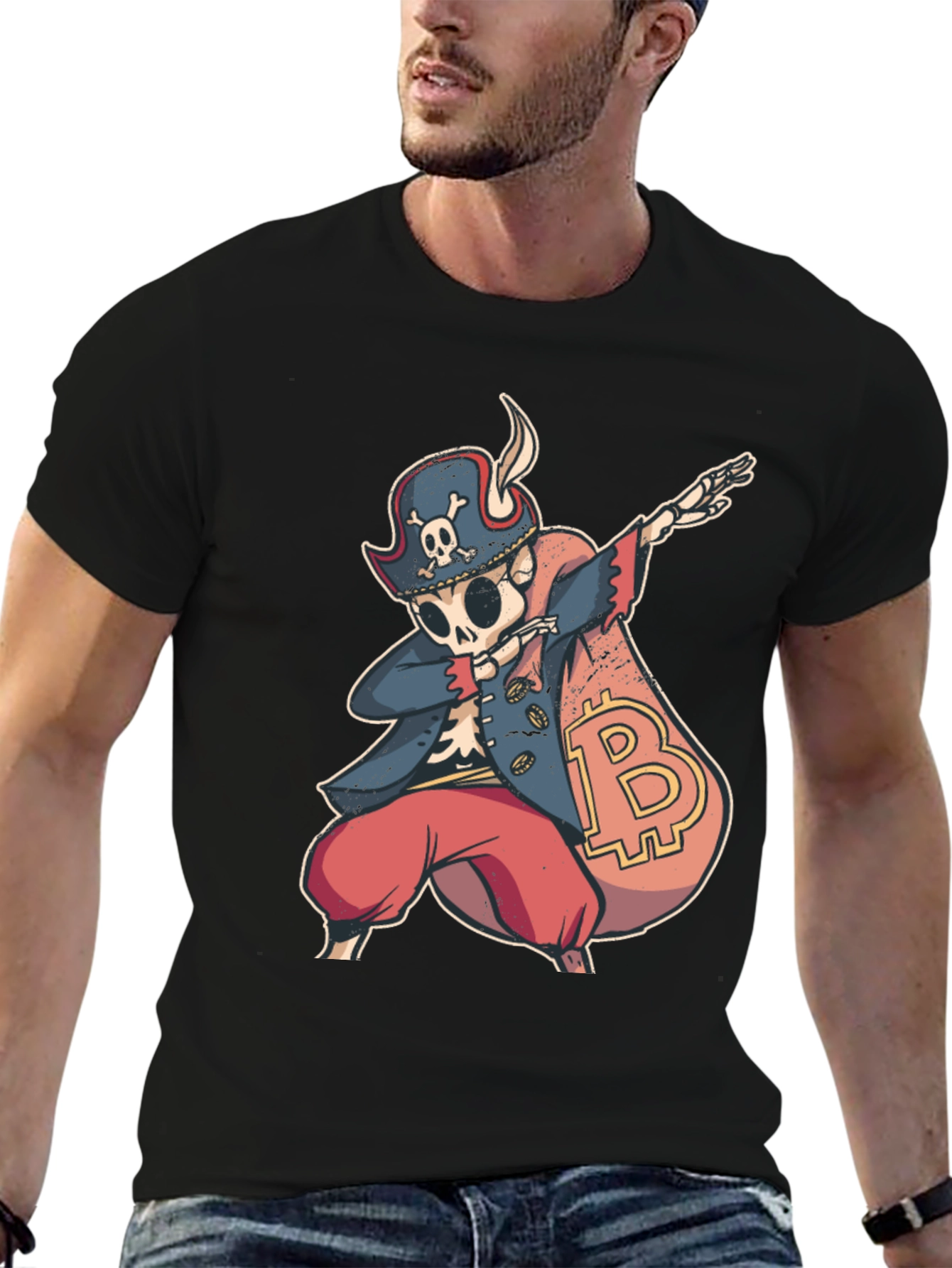 Bitcoin Pirate Dabbing T-Shirt - Crypto Swag