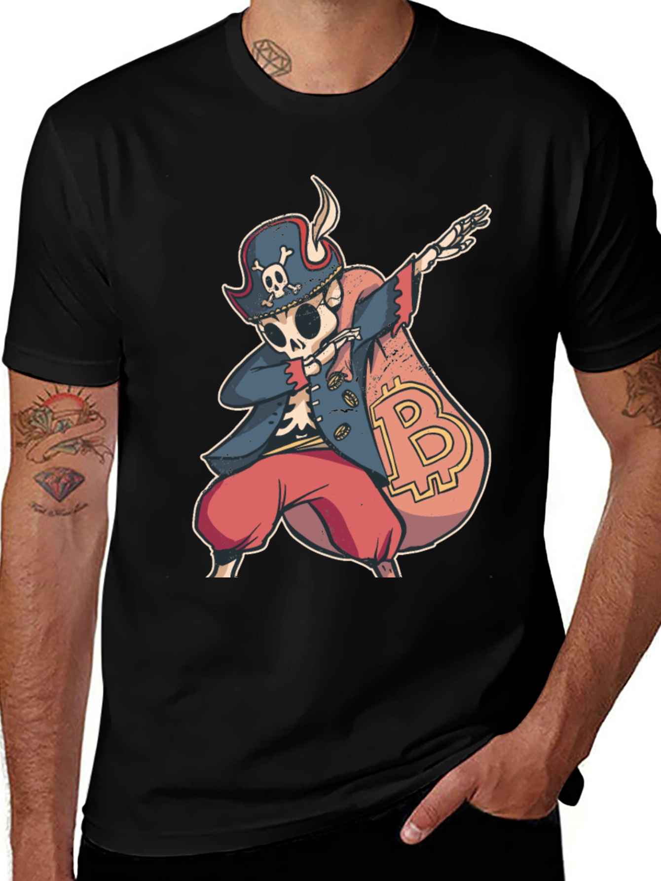 Bitcoin Pirate Dabbing T-Shirt - Crypto Swag