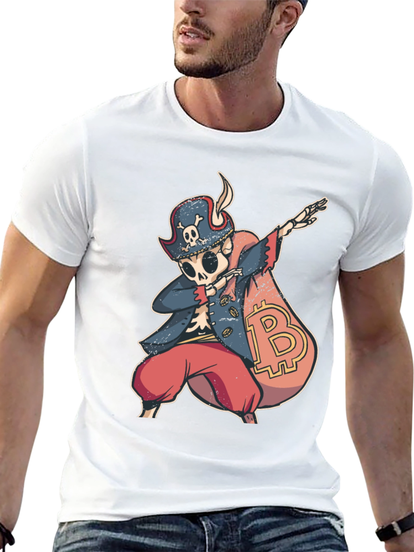 Bitcoin Pirate Dabbing T-Shirt - Crypto Swag