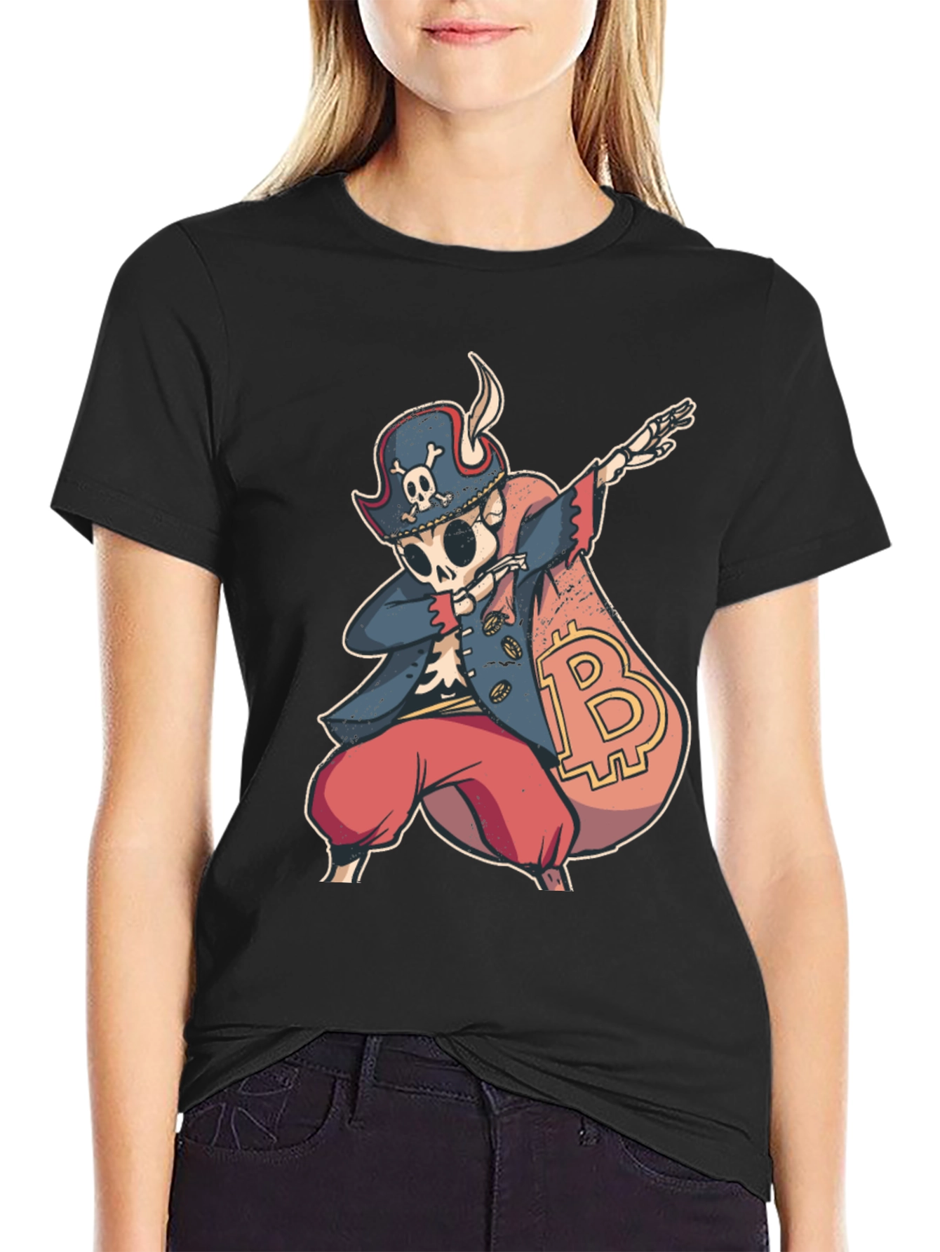 Bitcoin Pirate Dabbing T-Shirt - Crypto Swag