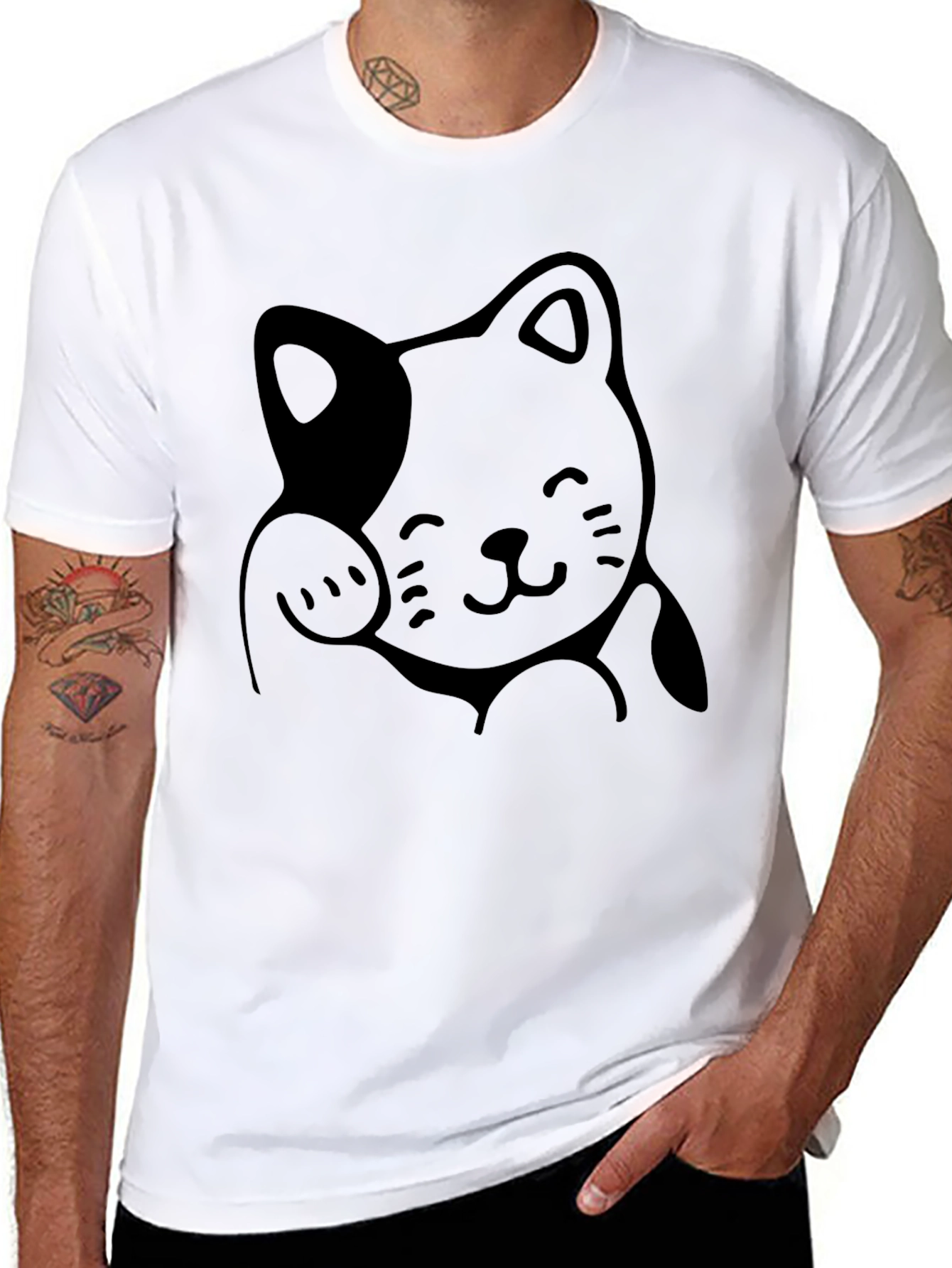 Lucky Cat Graphic Tee - Soft Cotton Comfort