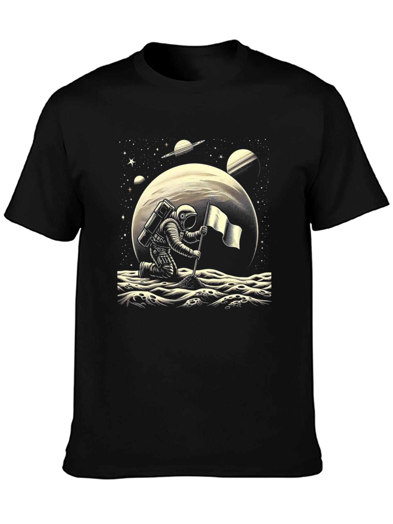 Astronaut on Moon Graphic Tee - Space Adventure Shirt