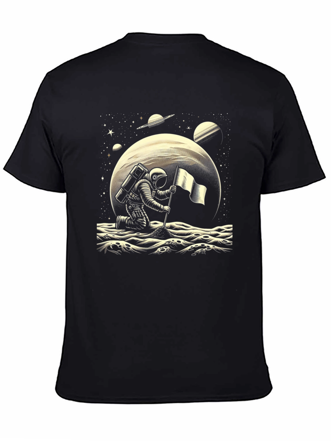 Astronaut on Moon Graphic Tee - Space Adventure Shirt