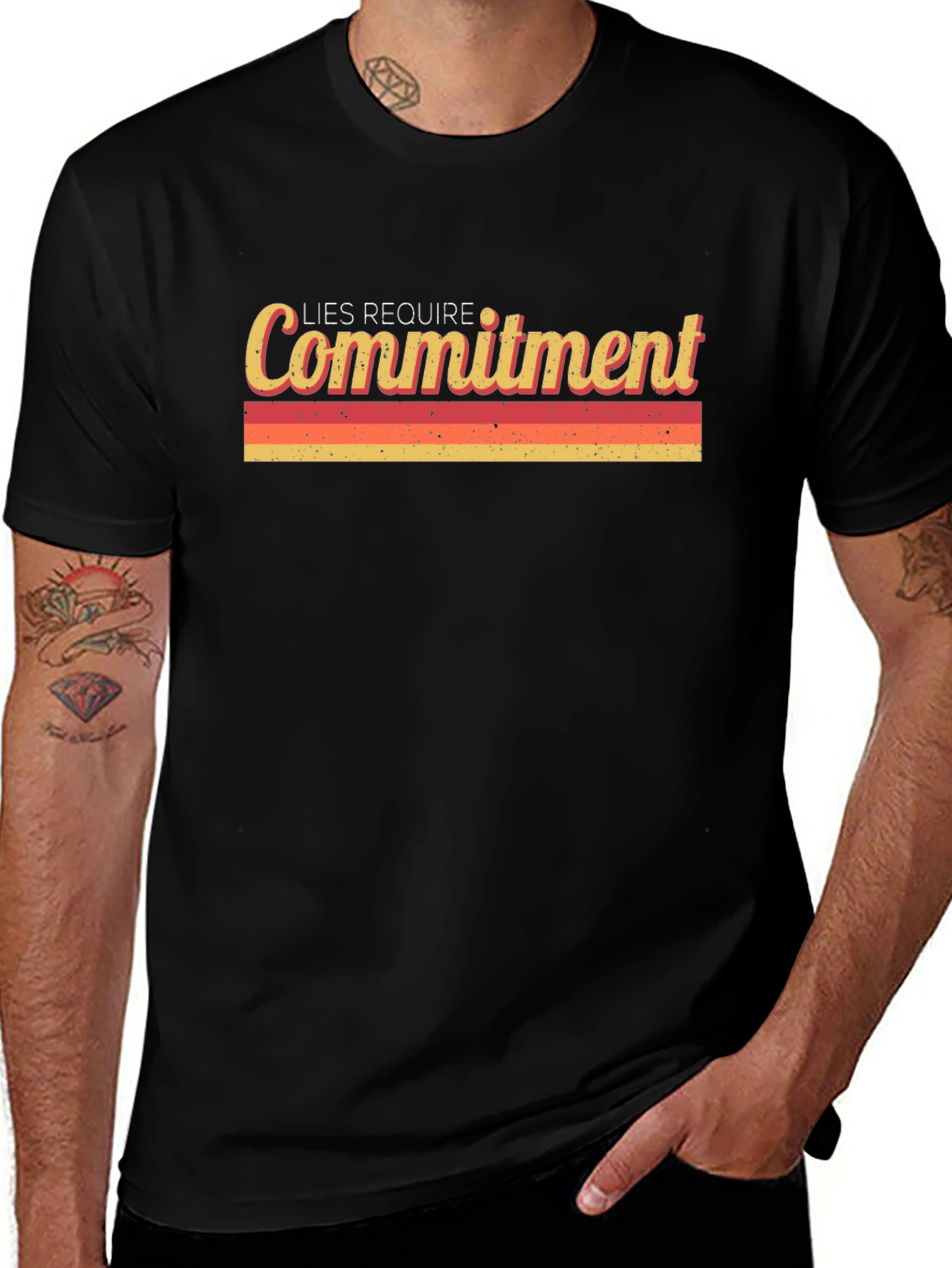 Lies Require Commitment Graphic Tee - Retro Style