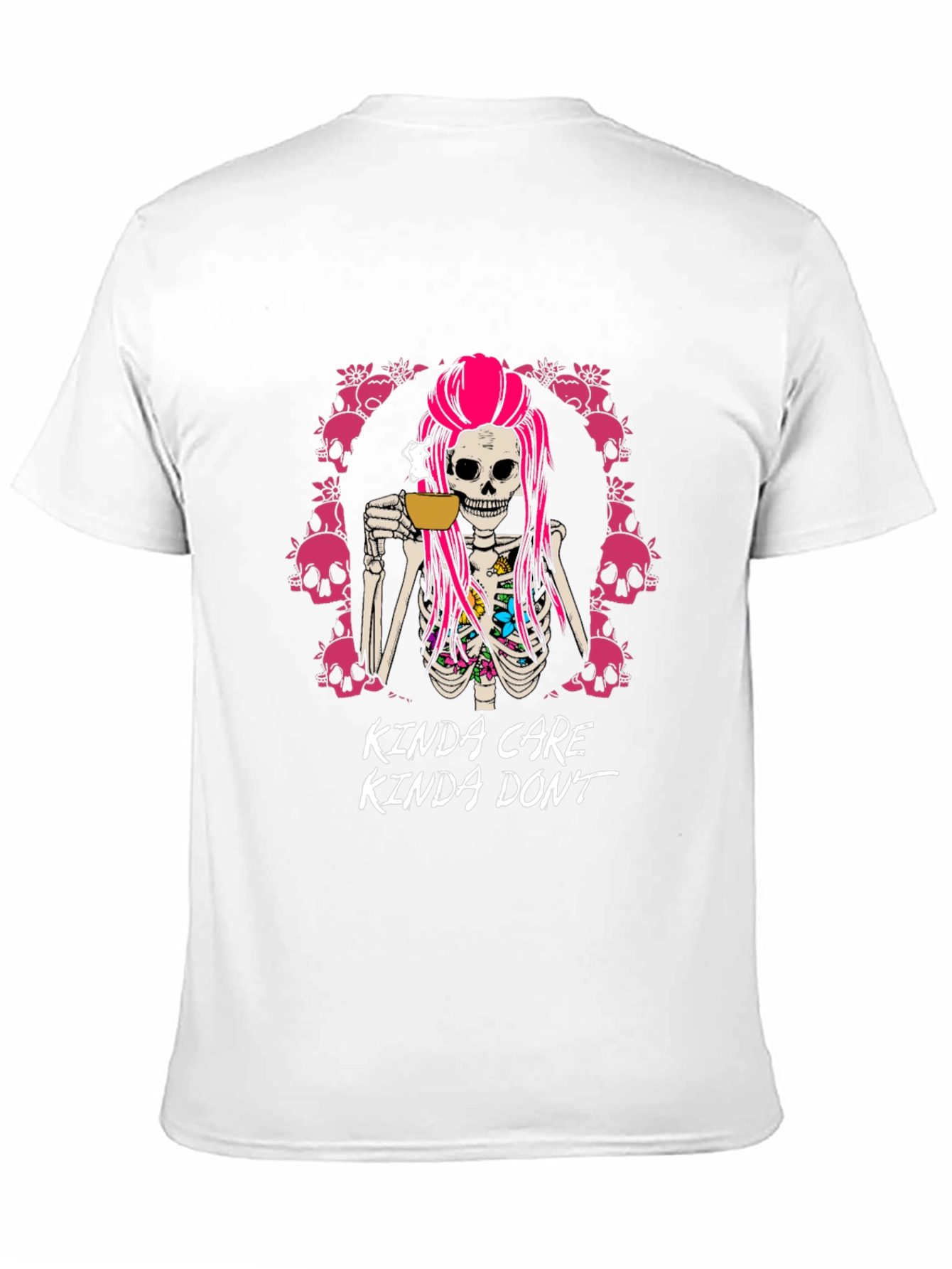 Kinda Care Kinda Dont Skeleton Coffee T-Shirt