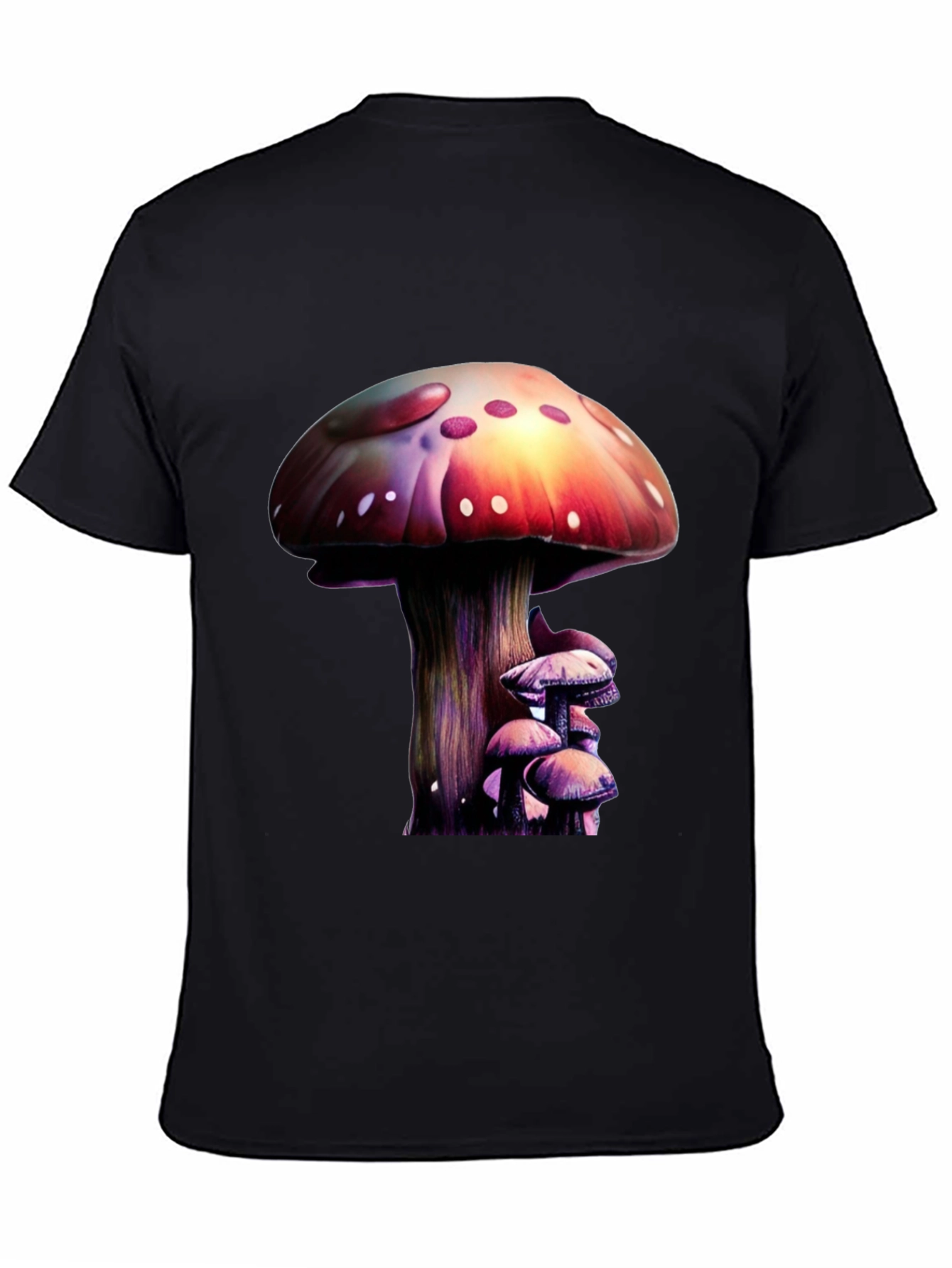 Mushroom Print Black T-Shirt