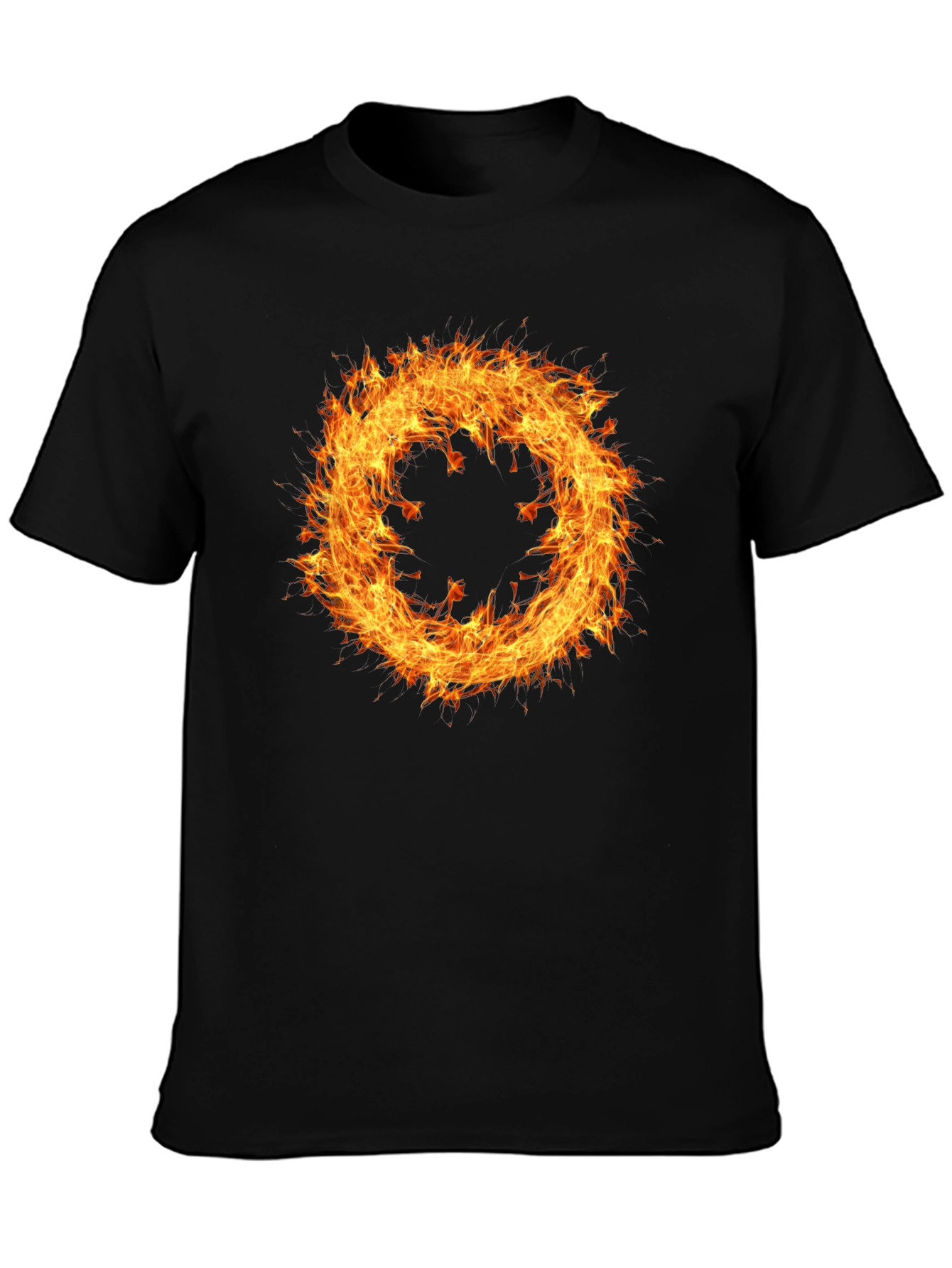 Fiery Ring Graphic Tee - Mens Black Cotton T-Shirt