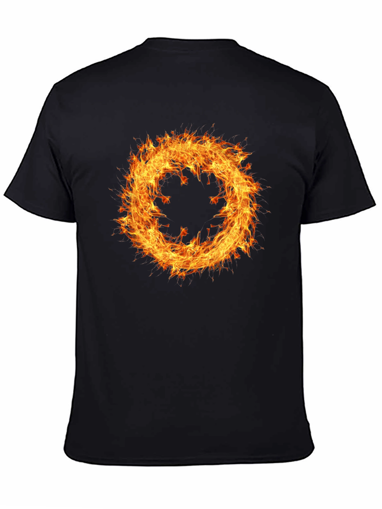 Fiery Ring Graphic Tee - Mens Black Cotton T-Shirt