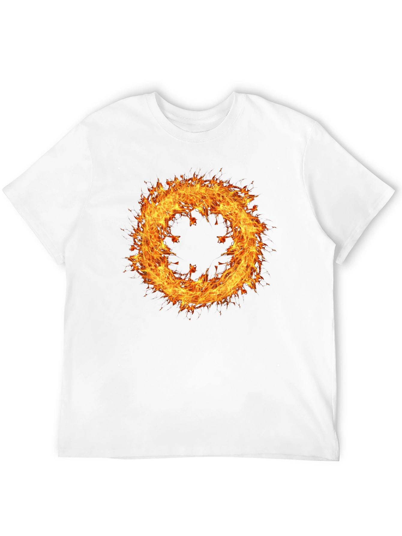 Fiery Ring Graphic Tee - Mens Black Cotton T-Shirt