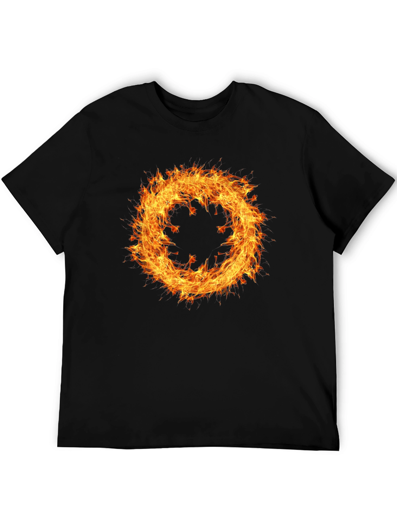 Fiery Ring Graphic Tee - Mens Black Cotton T-Shirt