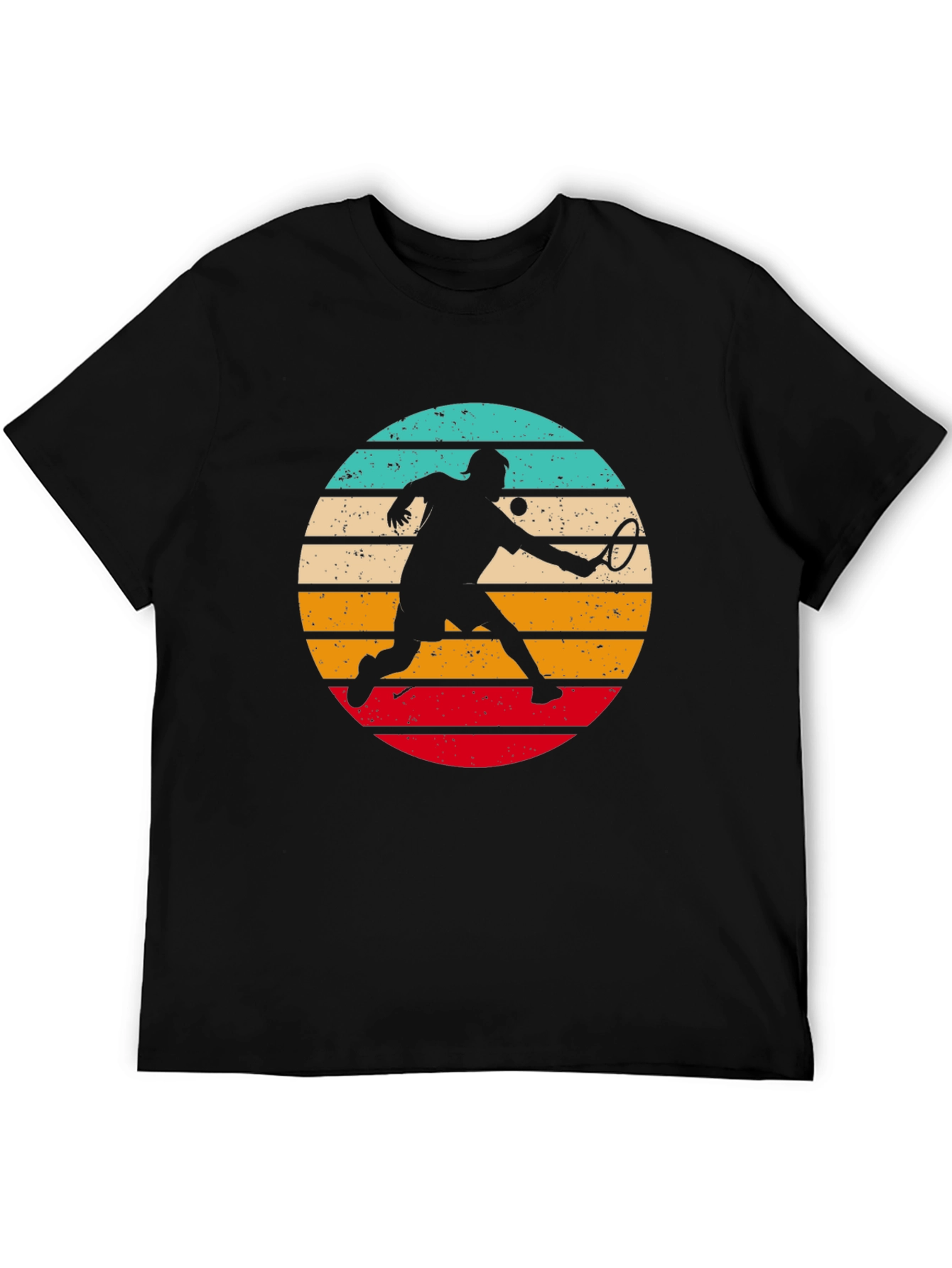 Retro Tennis Player Black T-Shirt