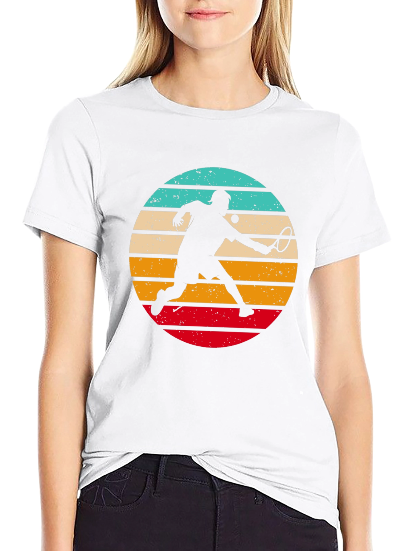 Retro Tennis Player Black T-Shirt