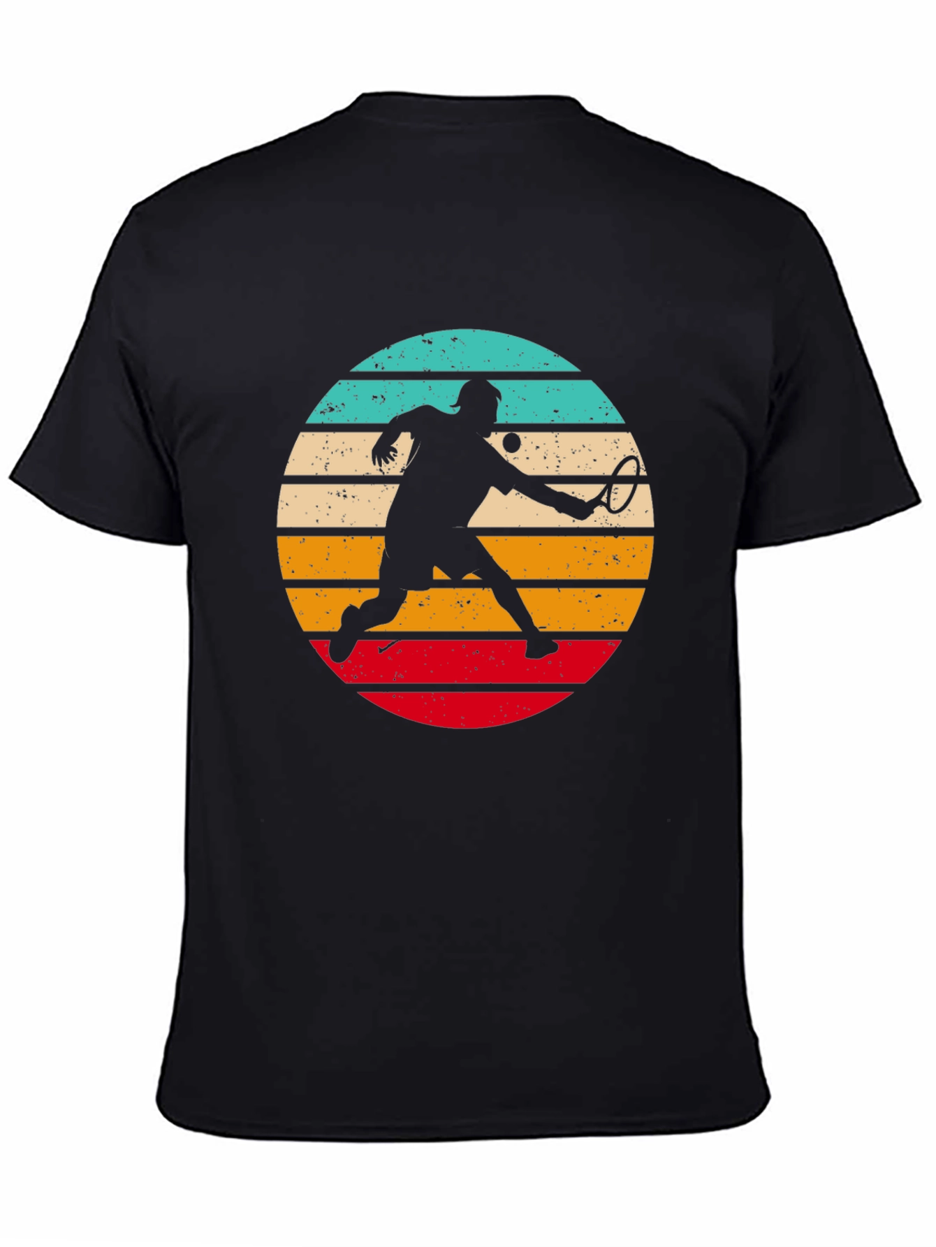 Retro Tennis Player Black T-Shirt