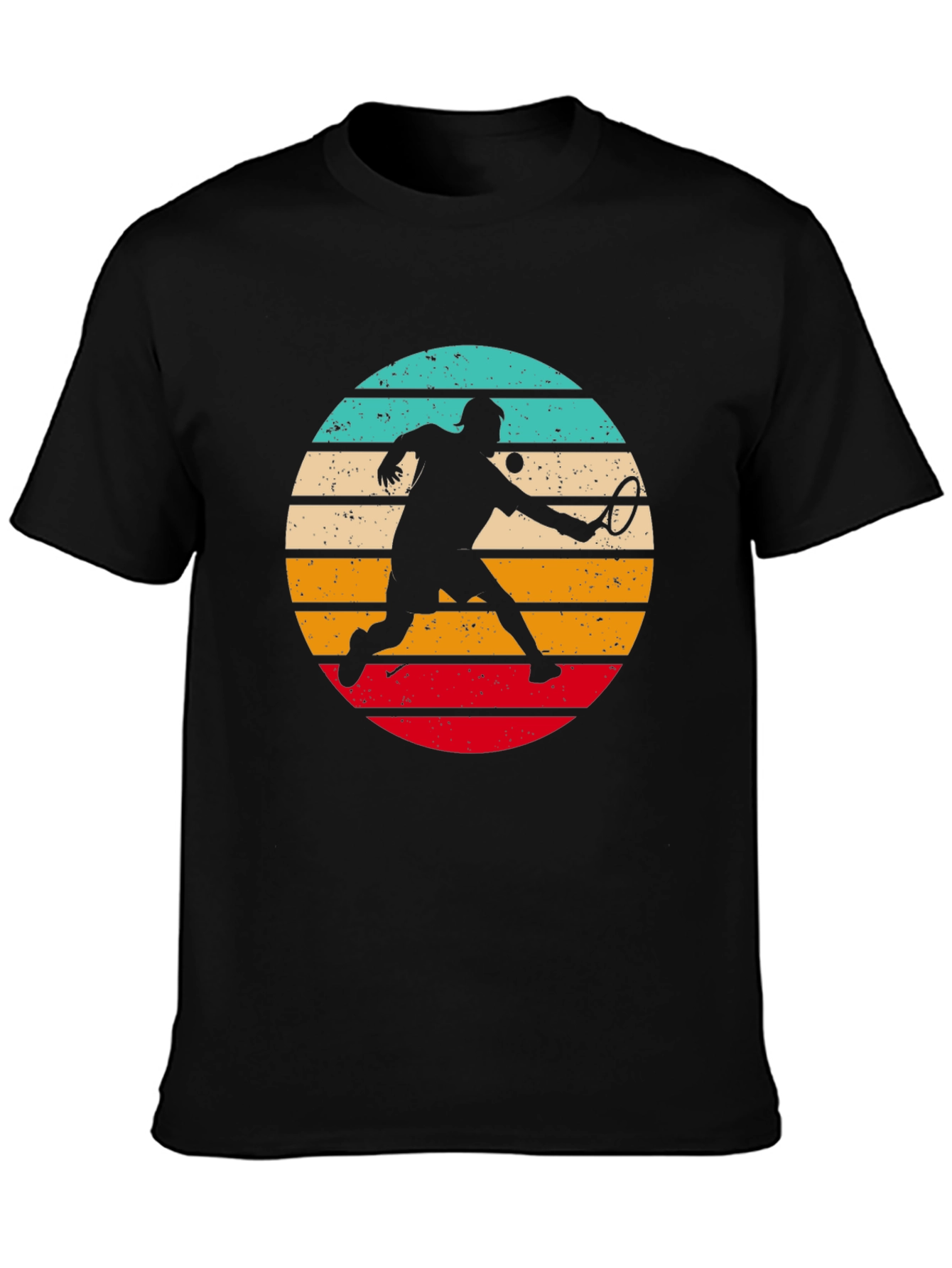 Retro Tennis Player Black T-Shirt