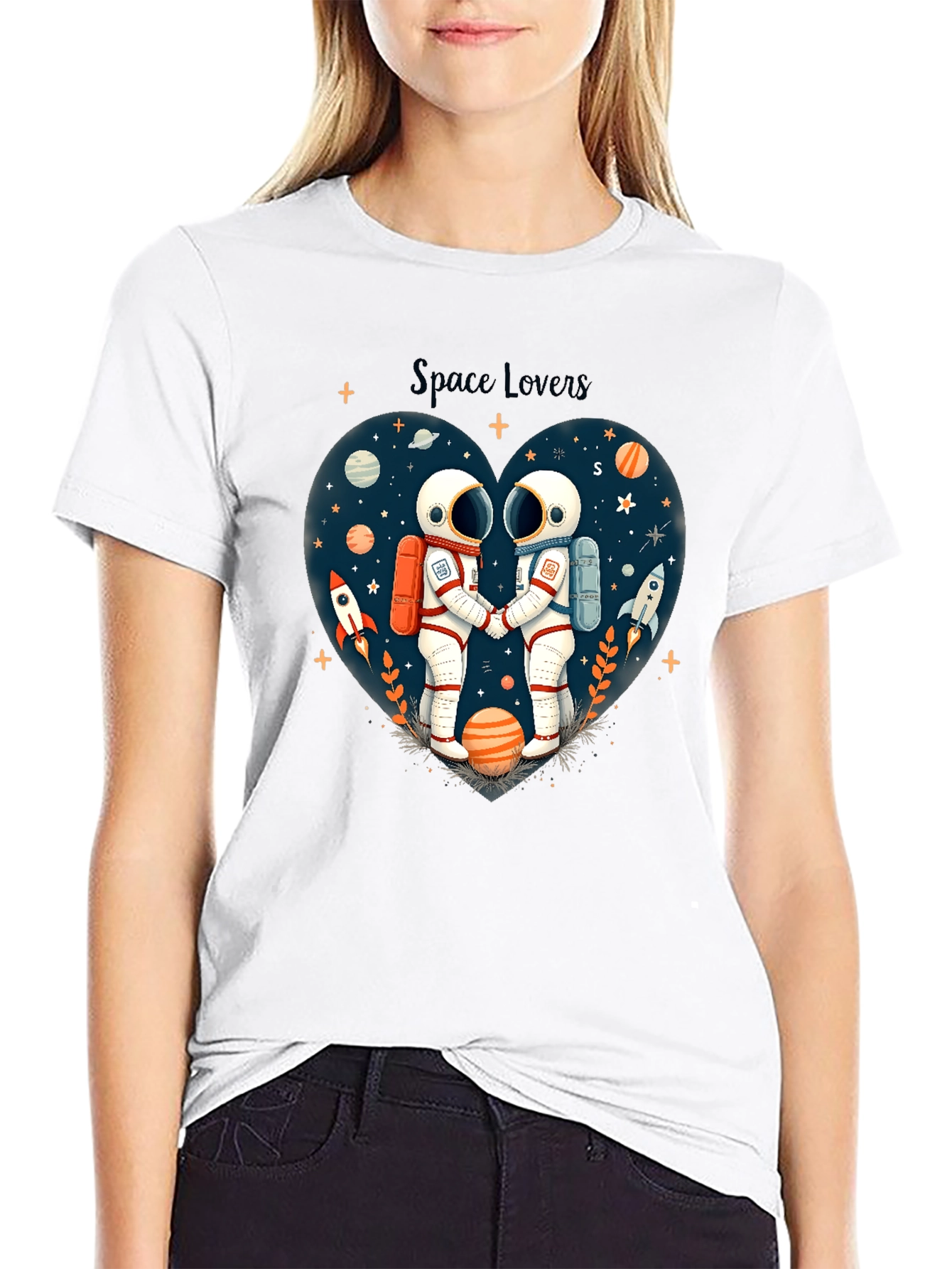 Space Lovers Graphic Tee - Unisex Astronaut Design