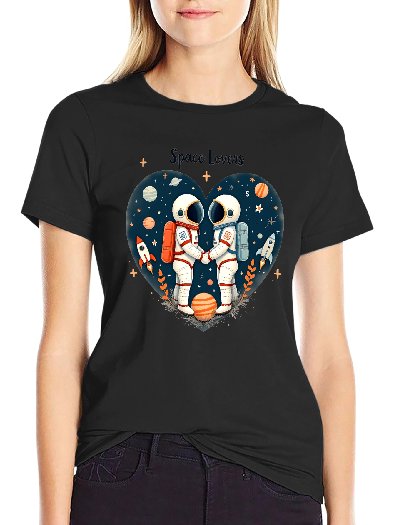 Space Lovers Graphic Tee - Unisex Astronaut Design
