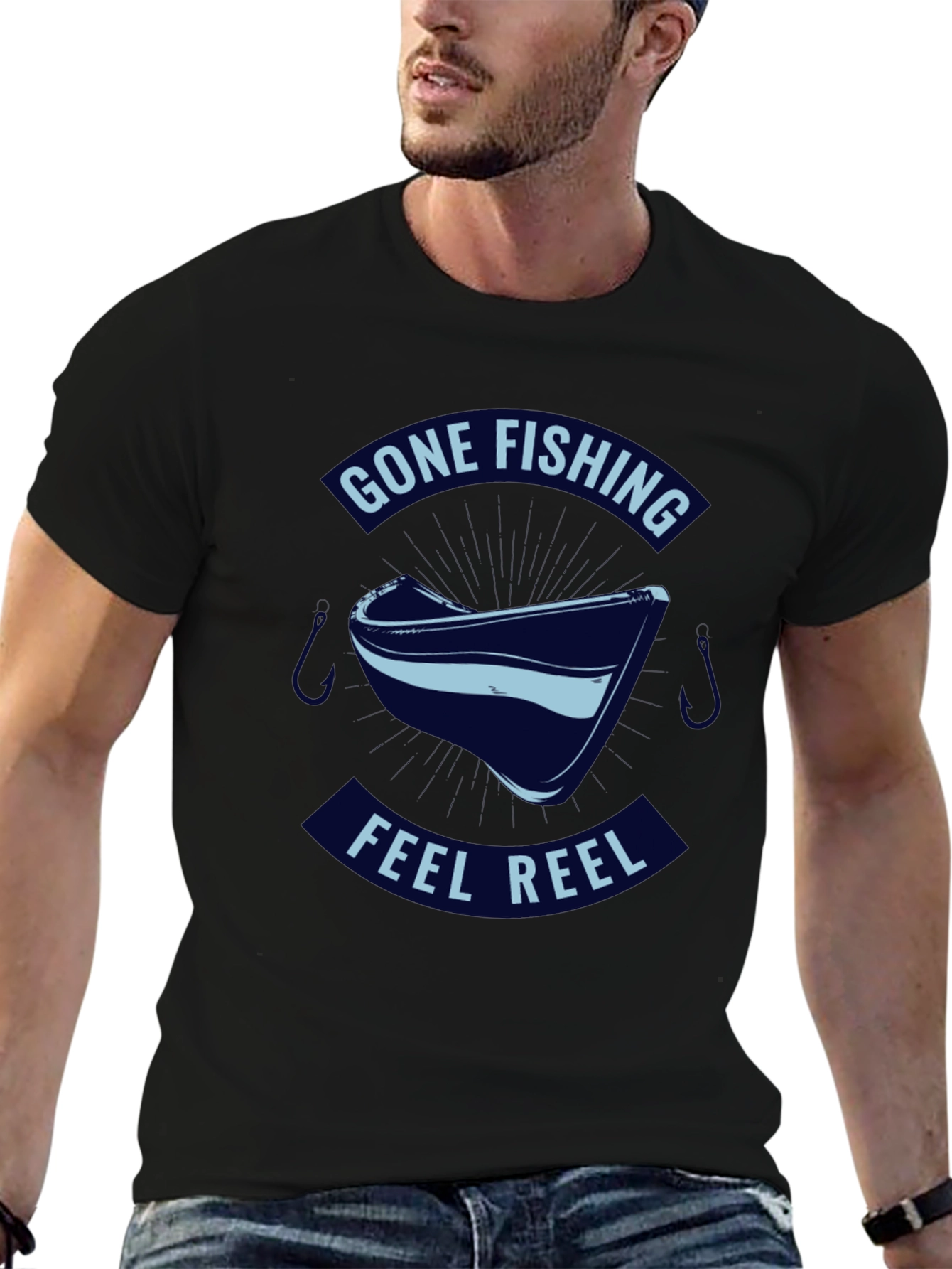 Gone Fishing Feel Reel T-Shirt - Black