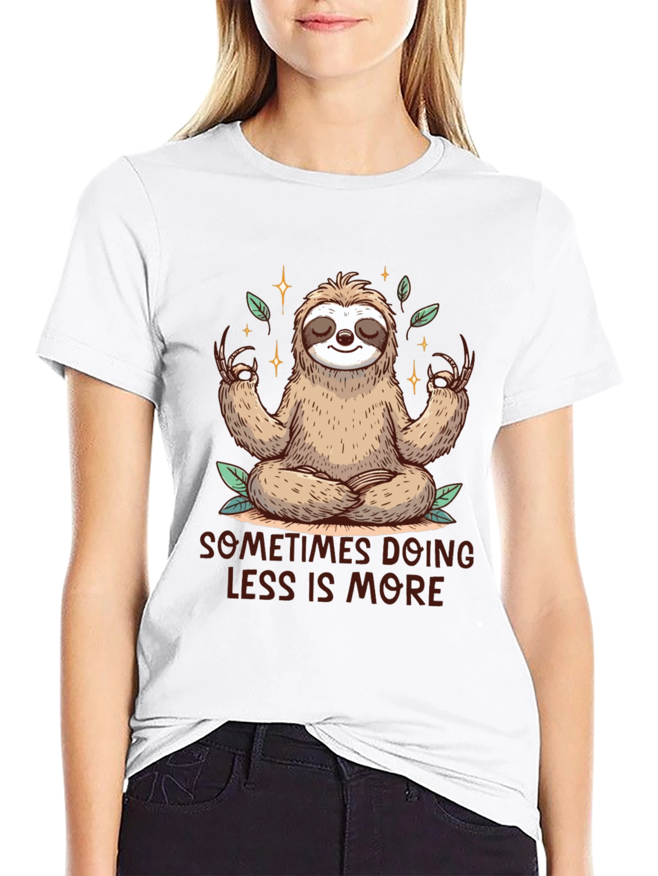 Meditating Sloth Tee - Sometimes Less is More