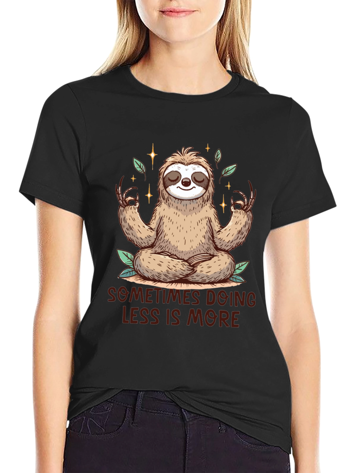 Meditating Sloth Tee - Sometimes Less is More