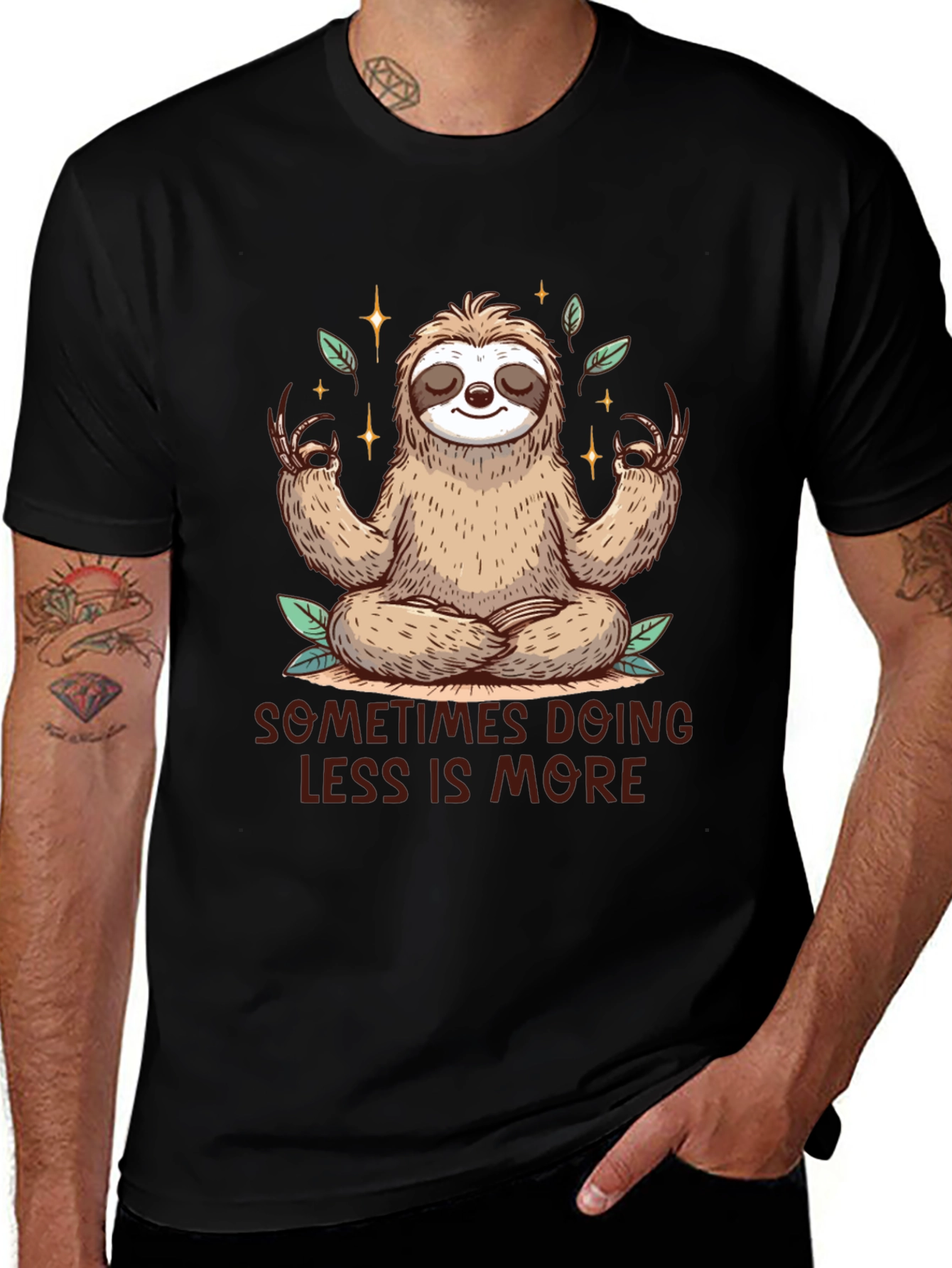 Meditating Sloth Tee - Sometimes Less is More