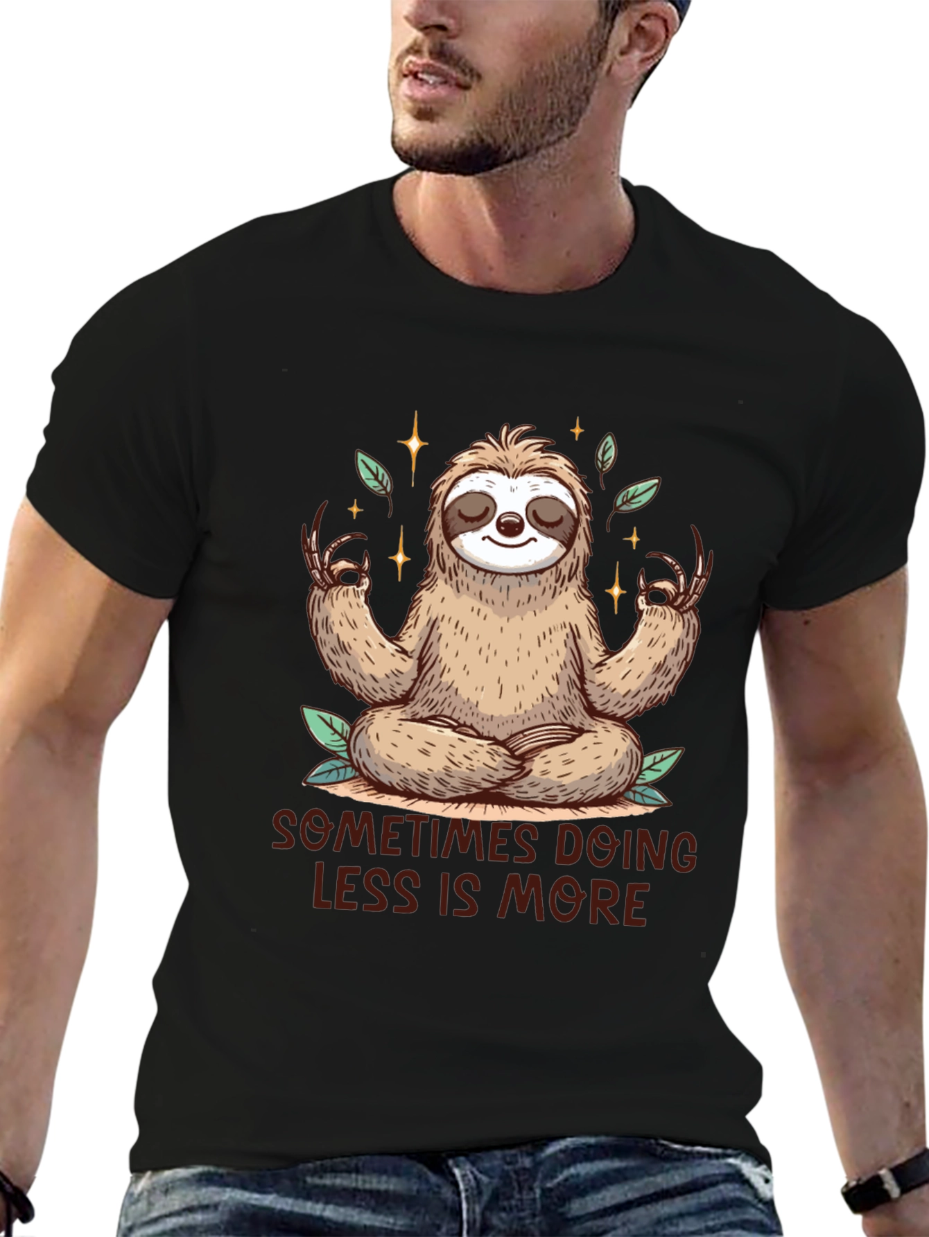 Meditating Sloth Tee - Sometimes Less is More