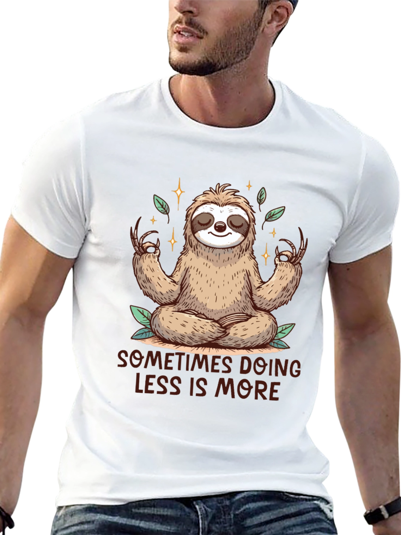 Meditating Sloth Tee - Sometimes Less is More