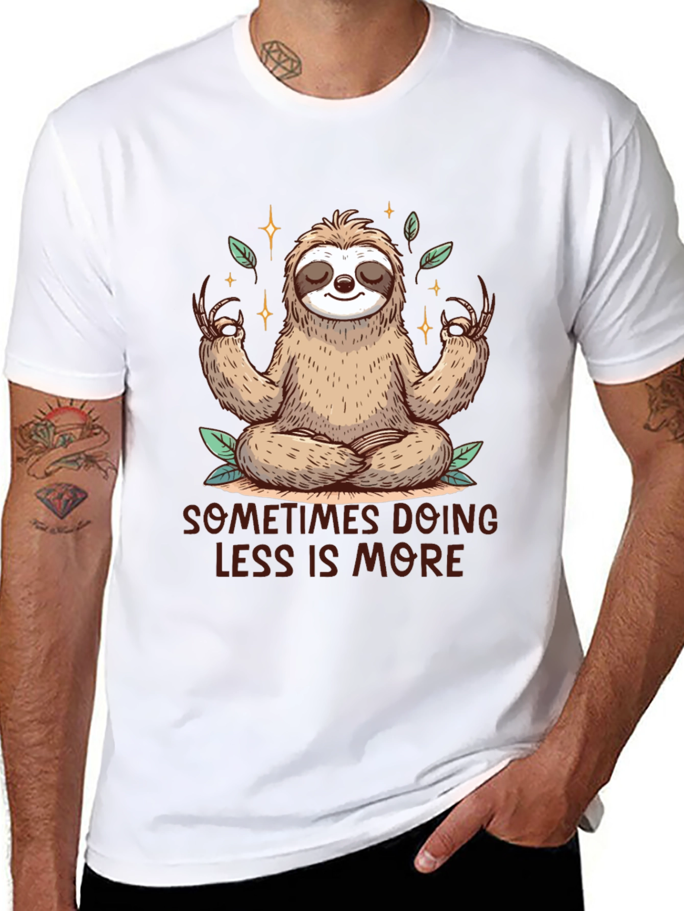 Meditating Sloth Tee - Sometimes Less is More