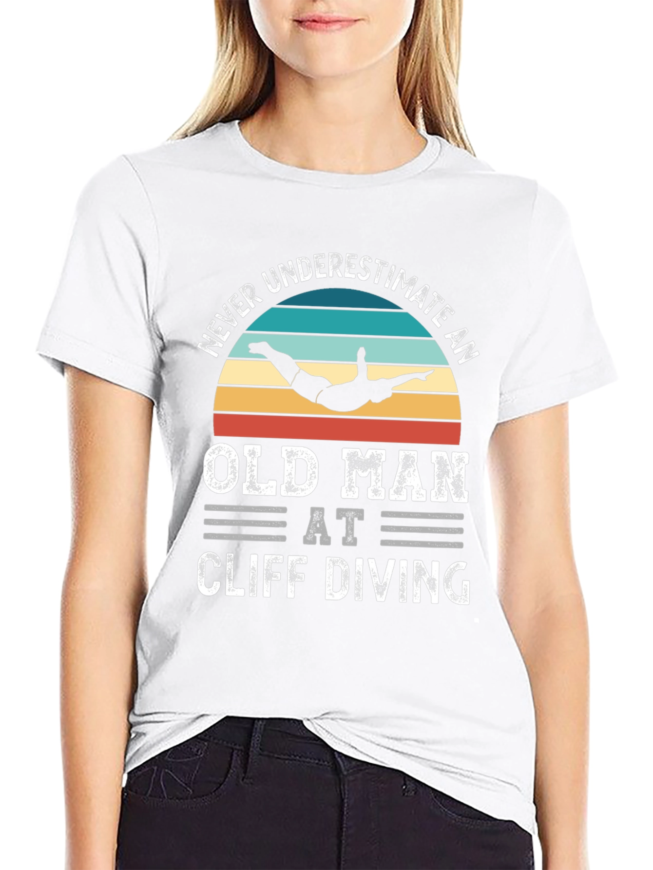 Never Underestimate an Old Man Cliff Diving T-Shirt