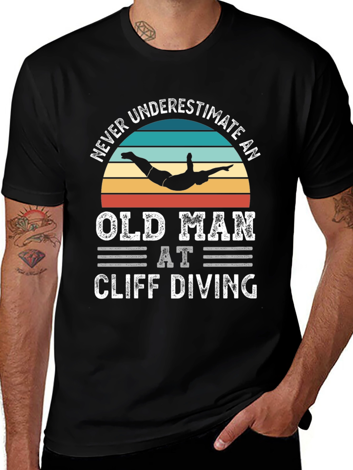 Never Underestimate an Old Man Cliff Diving T-Shirt