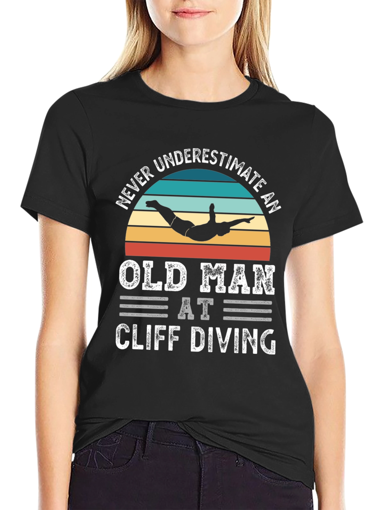 Never Underestimate an Old Man Cliff Diving T-Shirt