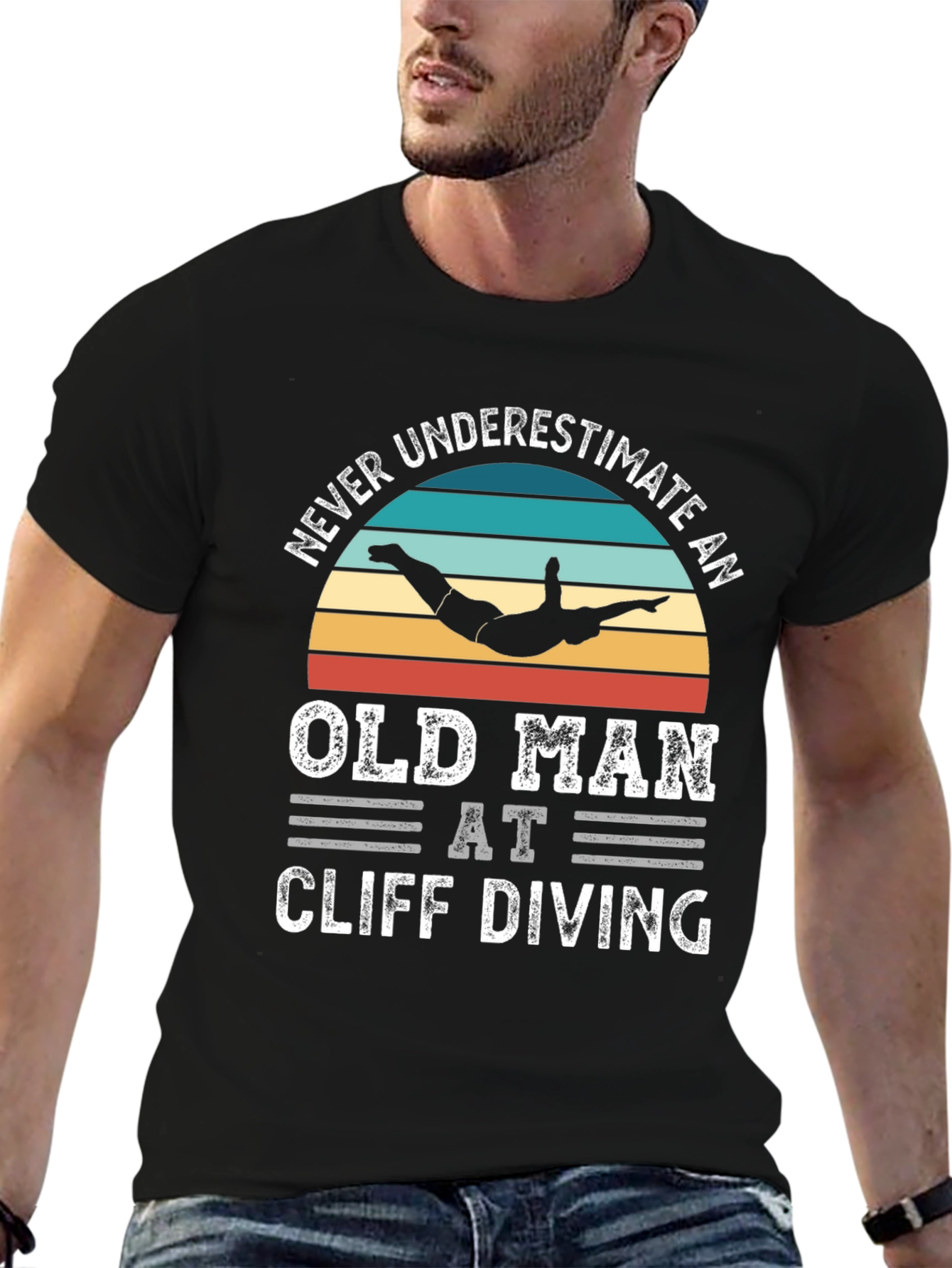 Never Underestimate an Old Man Cliff Diving T-Shirt