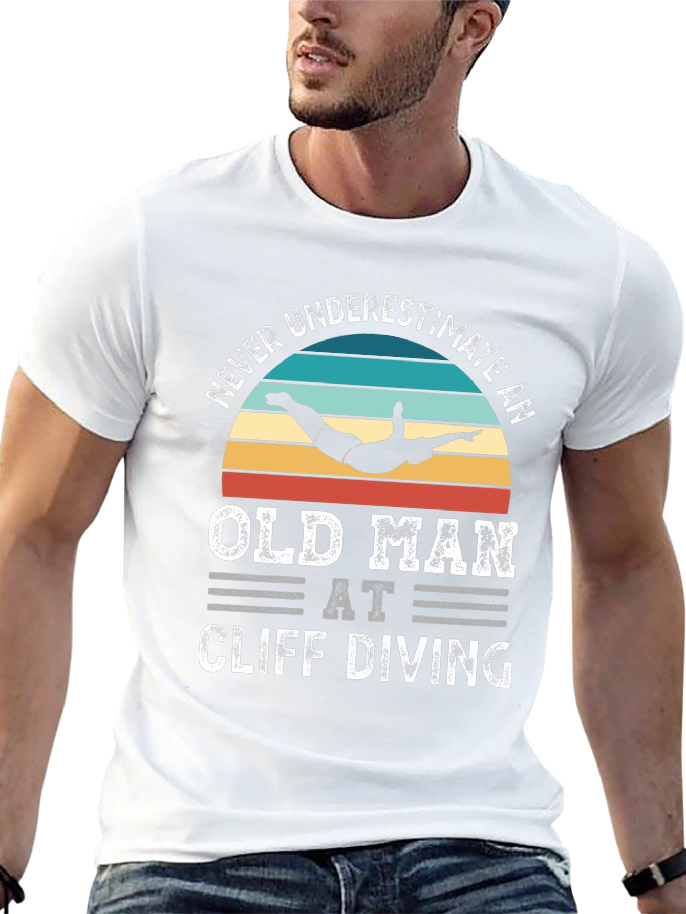 Never Underestimate an Old Man Cliff Diving T-Shirt