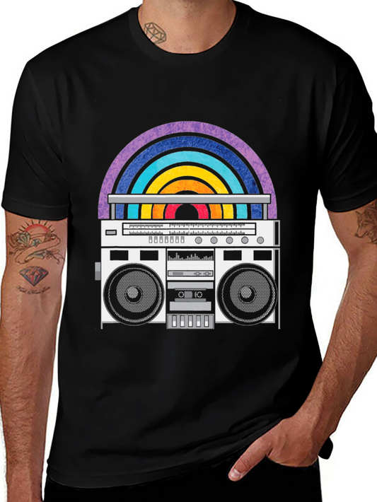 Retro Boombox Rainbow Graphic Tee
