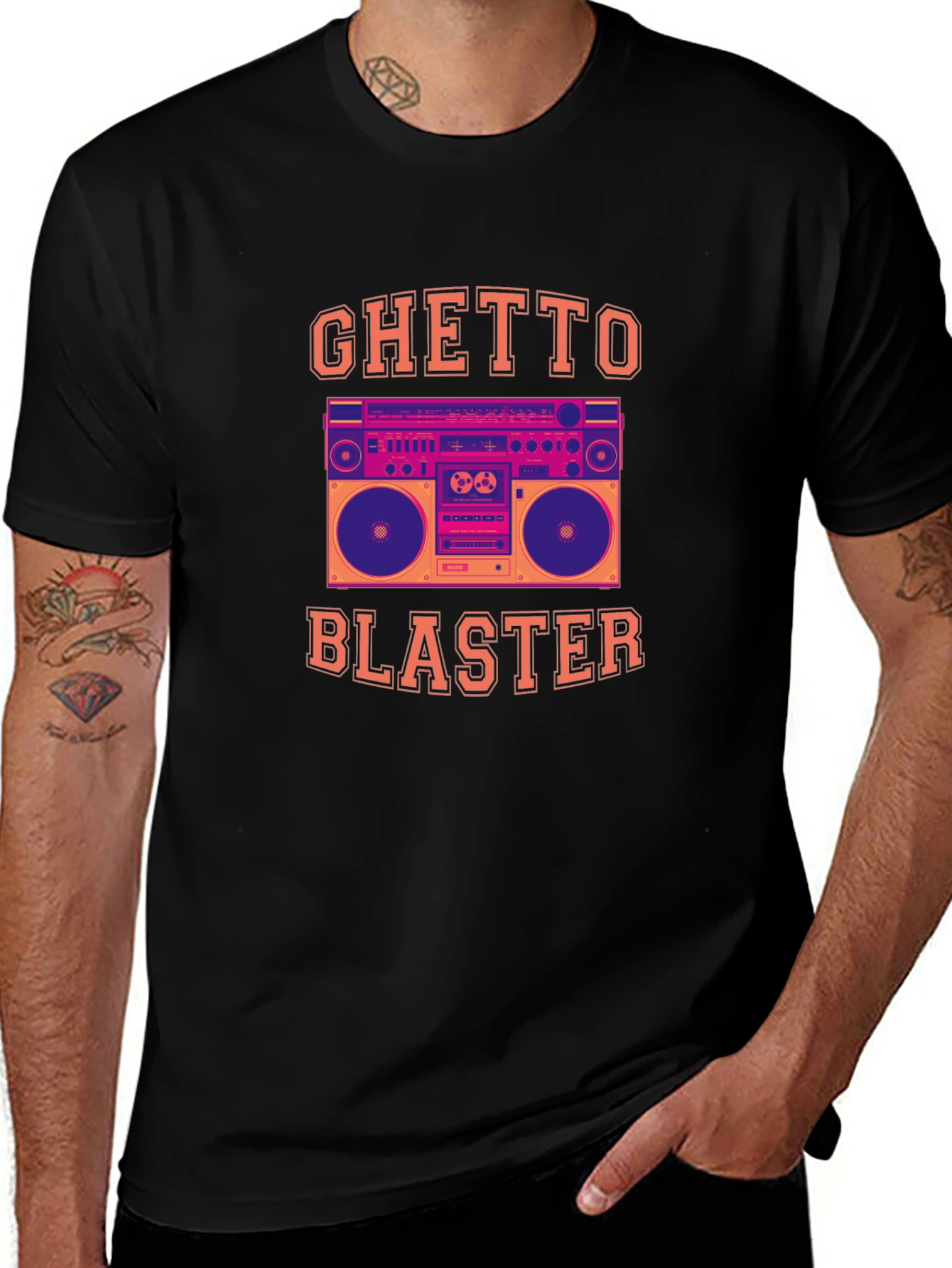 Ghetto Blaster Graphic Tee - Retro Boombox T-Shirt