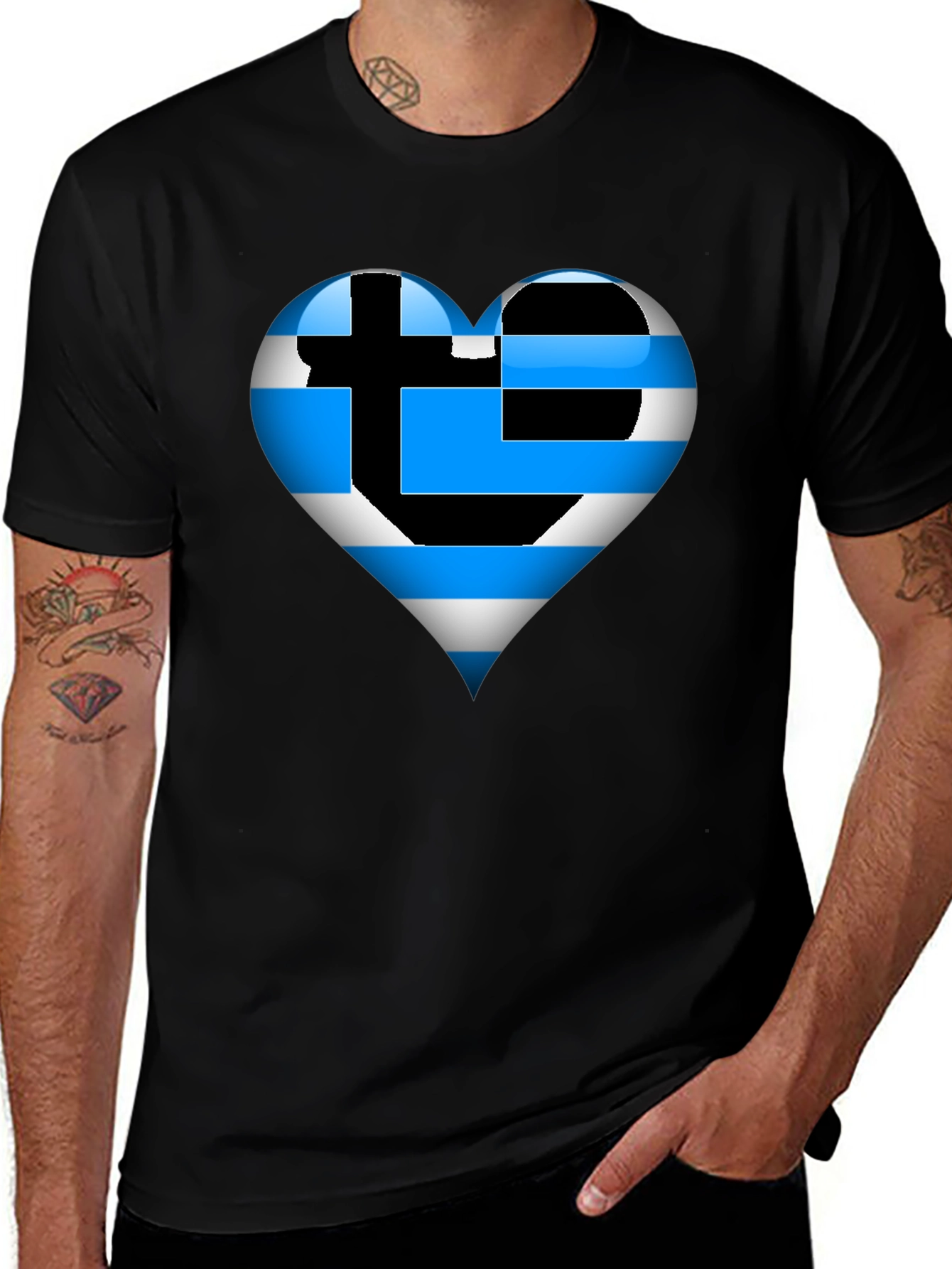 Greek Flag Heart T-Shirt - Show Your Pride