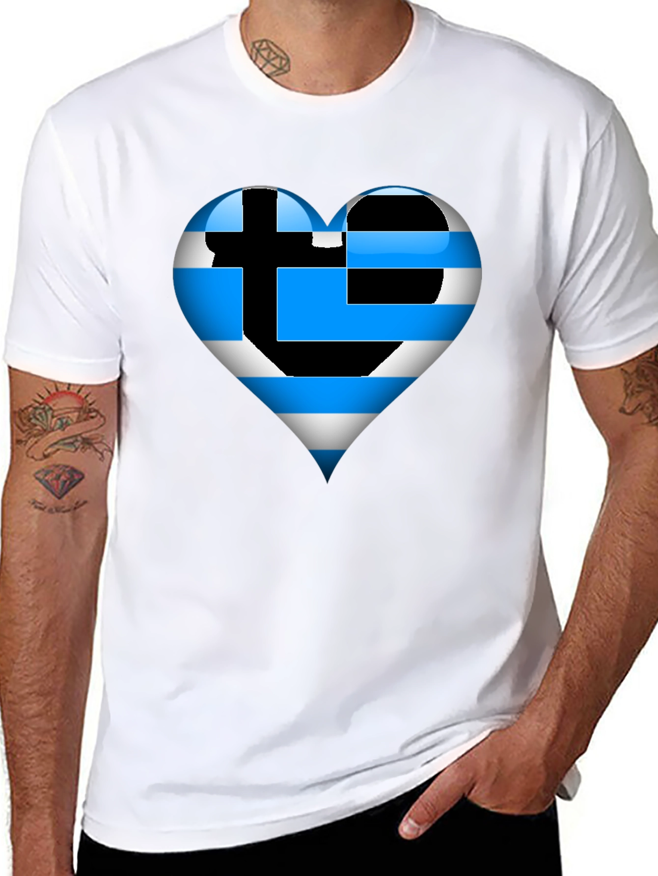 Greek Flag Heart T-Shirt - Show Your Pride