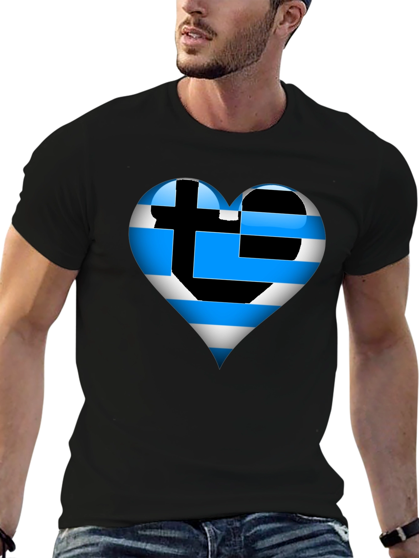 Greek Flag Heart T-Shirt - Show Your Pride