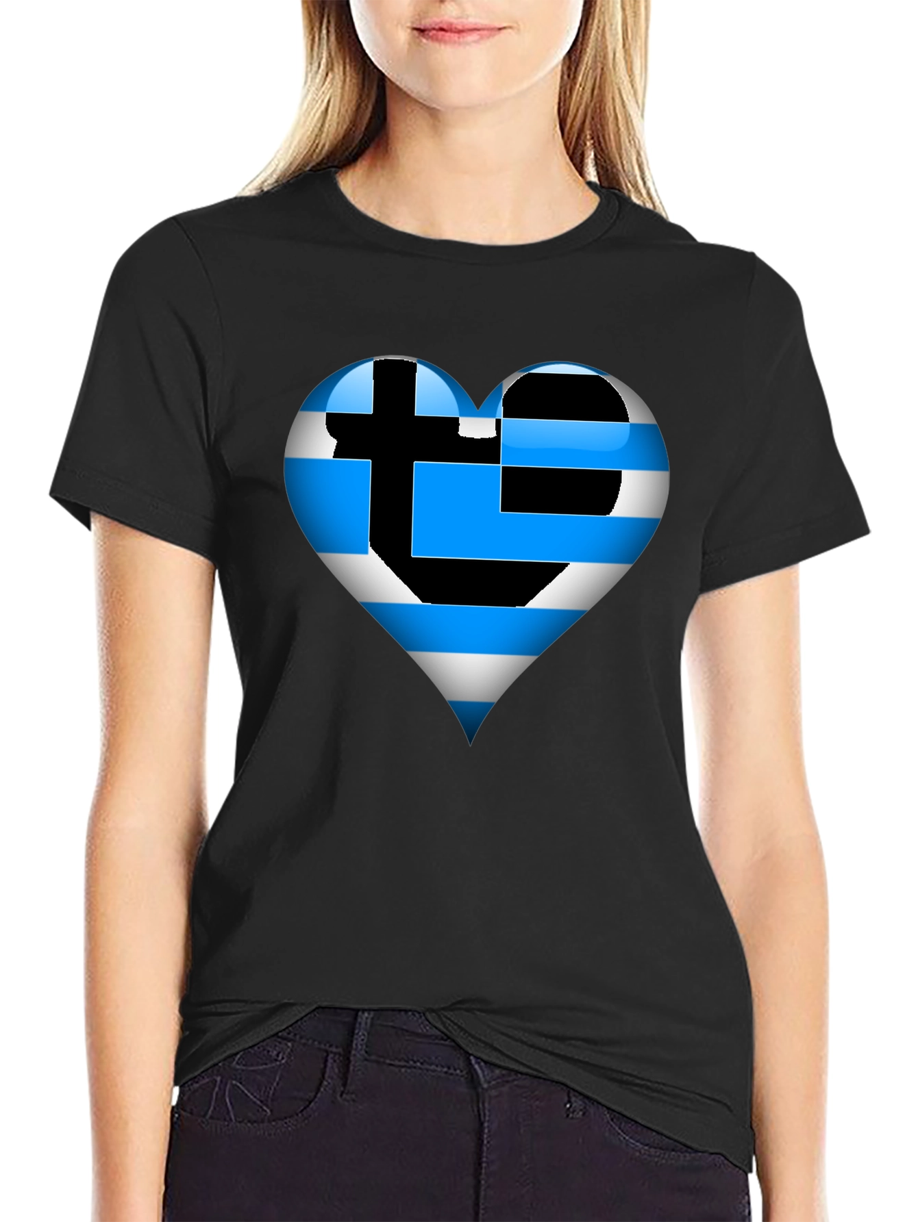 Greek Flag Heart T-Shirt - Show Your Pride