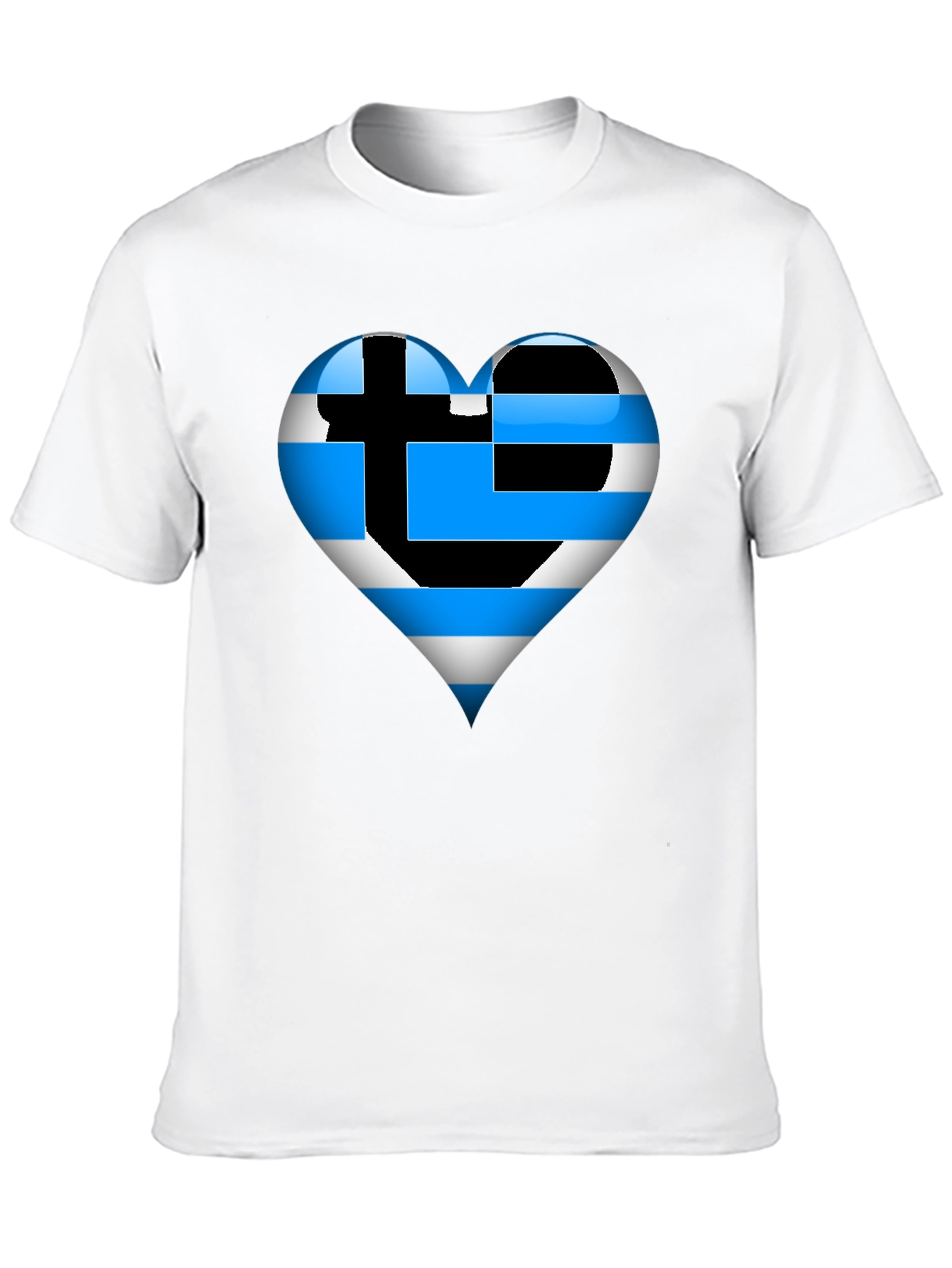 Greek Flag Heart T-Shirt - Show Your Pride