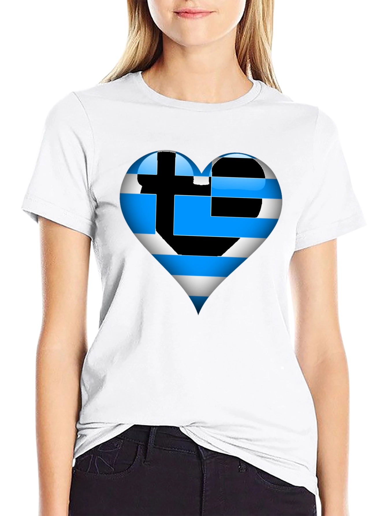 Greek Flag Heart T-Shirt - Show Your Pride