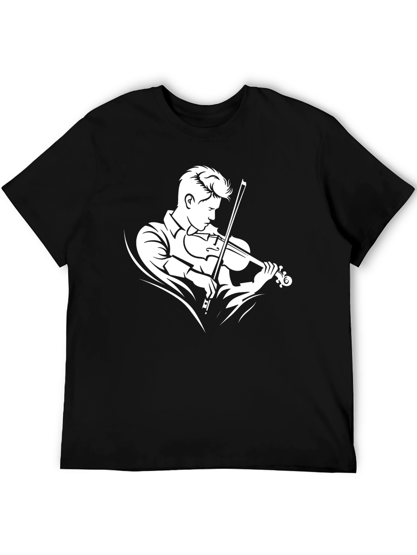 Violinist Graphic Tee - Black Cotton T-Shirt
