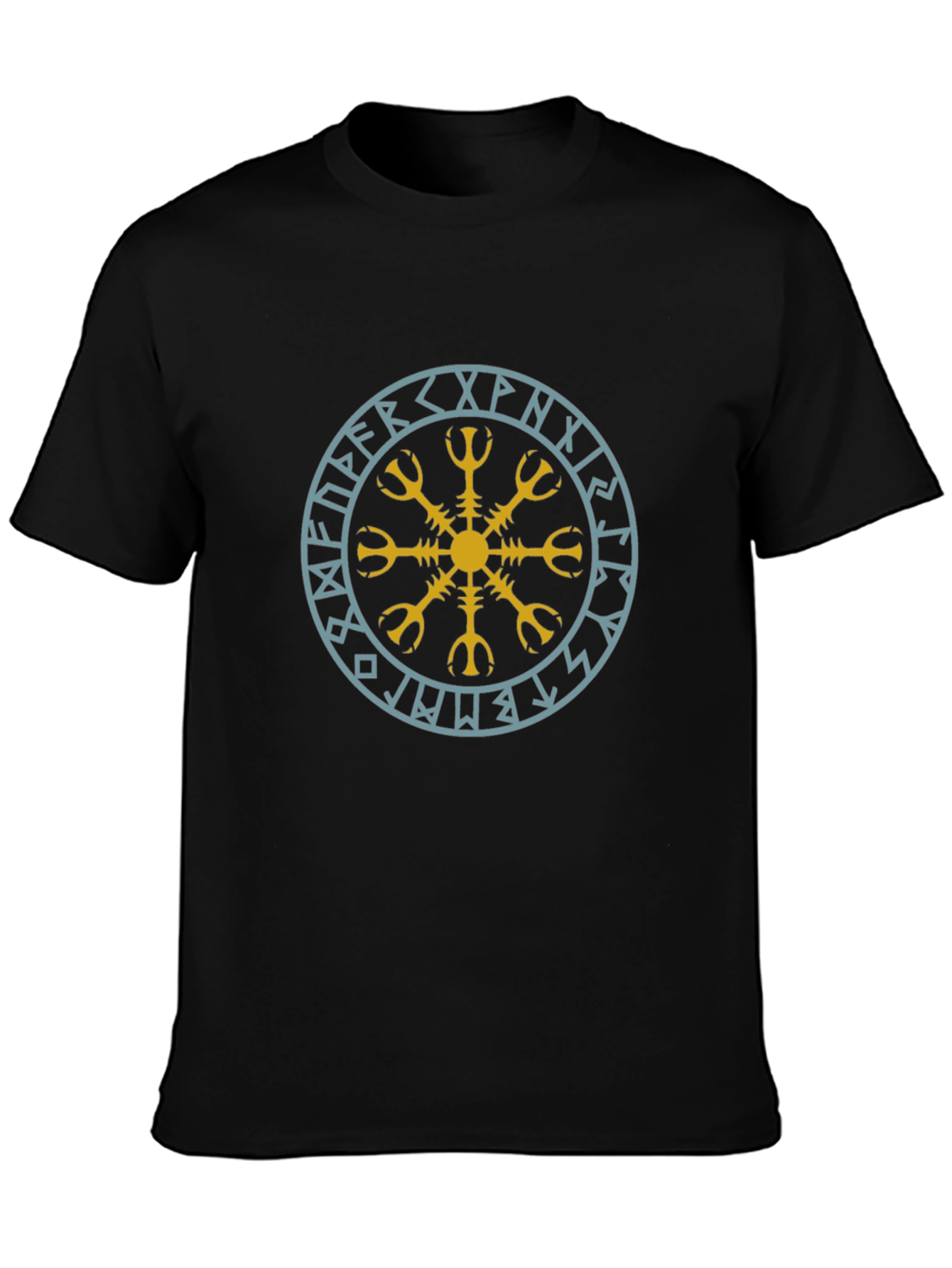 Viking Rune Circle Graphic Tee - Black
