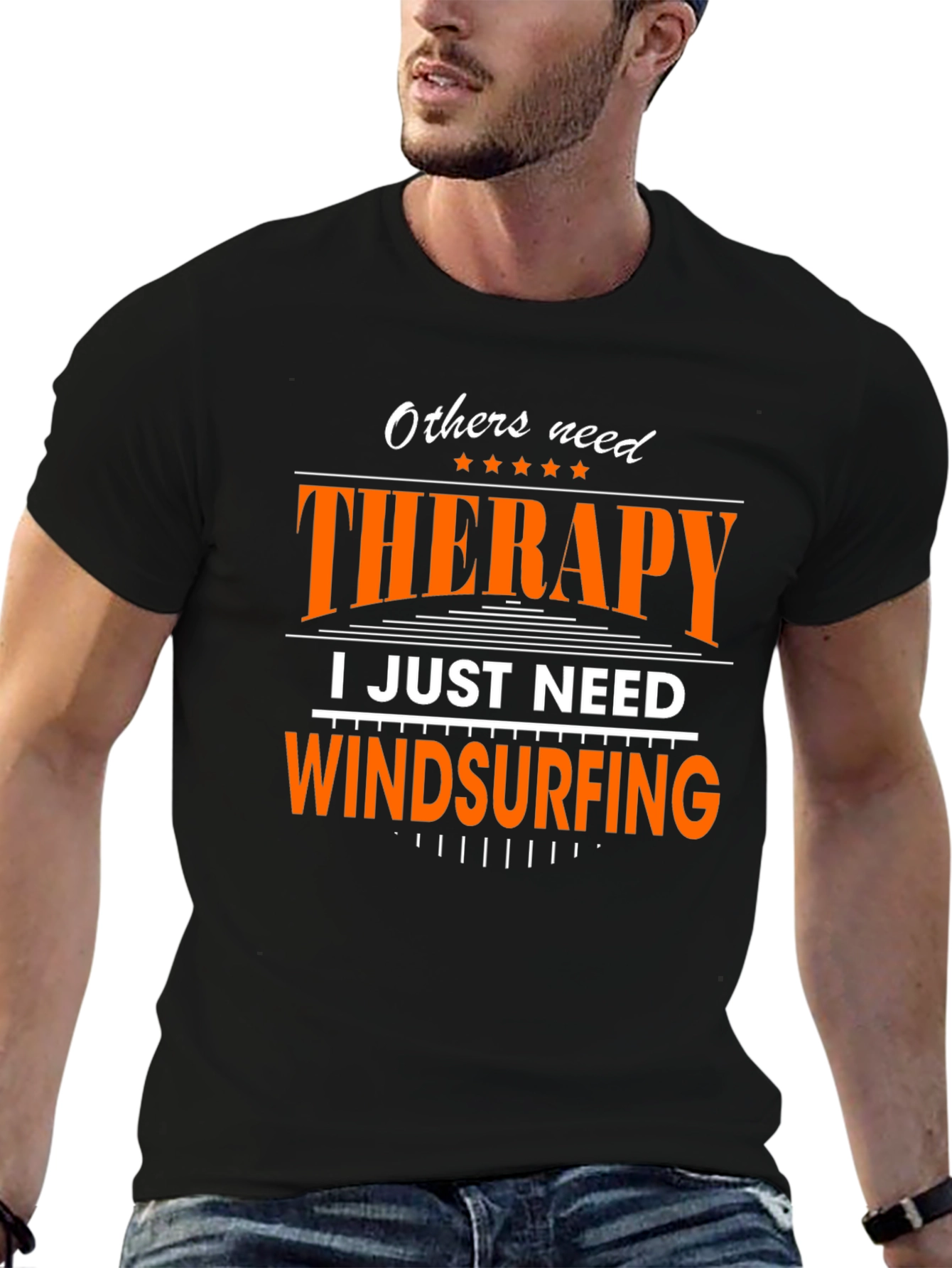 Therapy Windsurfing Graphic Tee - Black Cotton T-Shirt