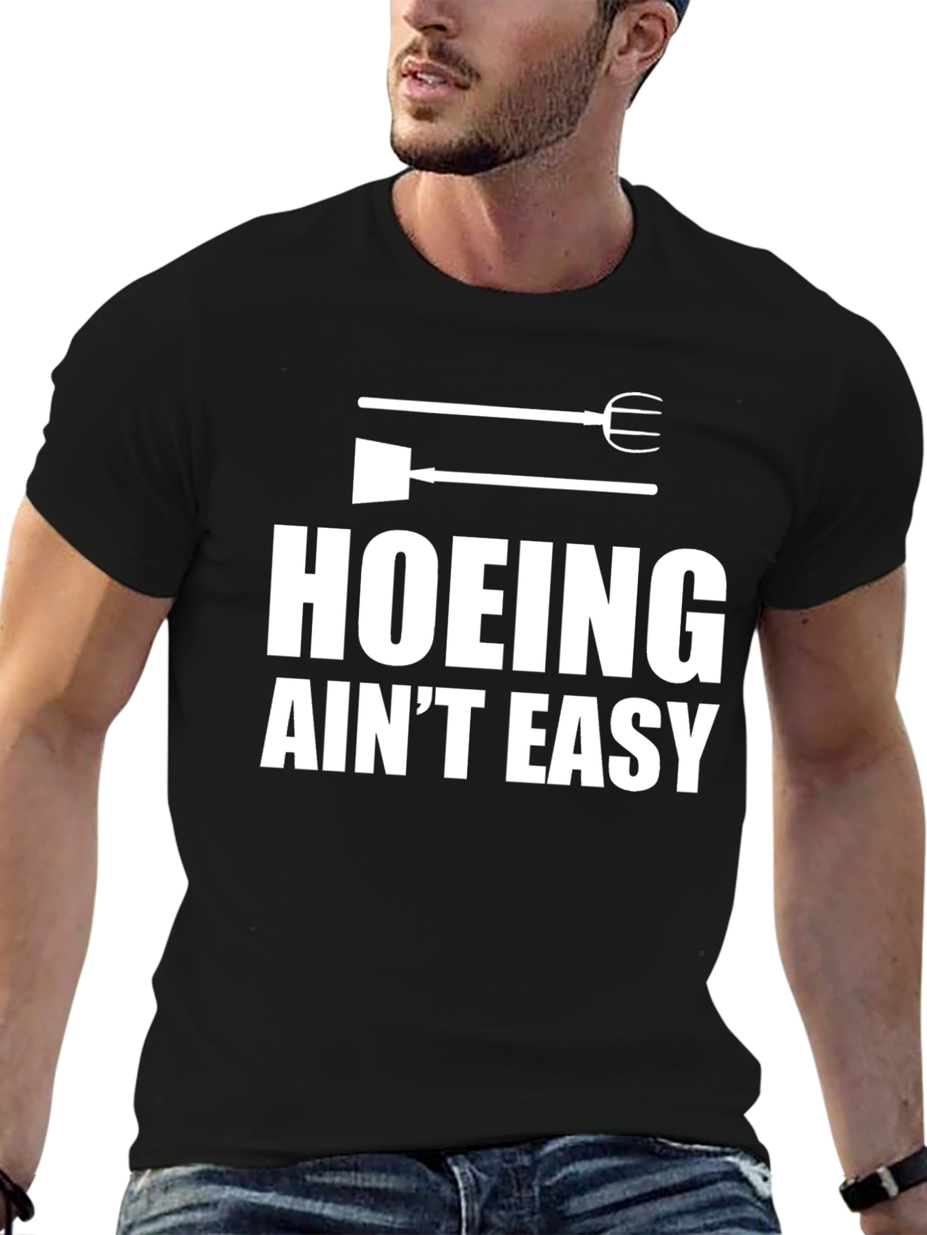 Hoeing Aint Easy Graphic Tee - Mens Black T-Shirt