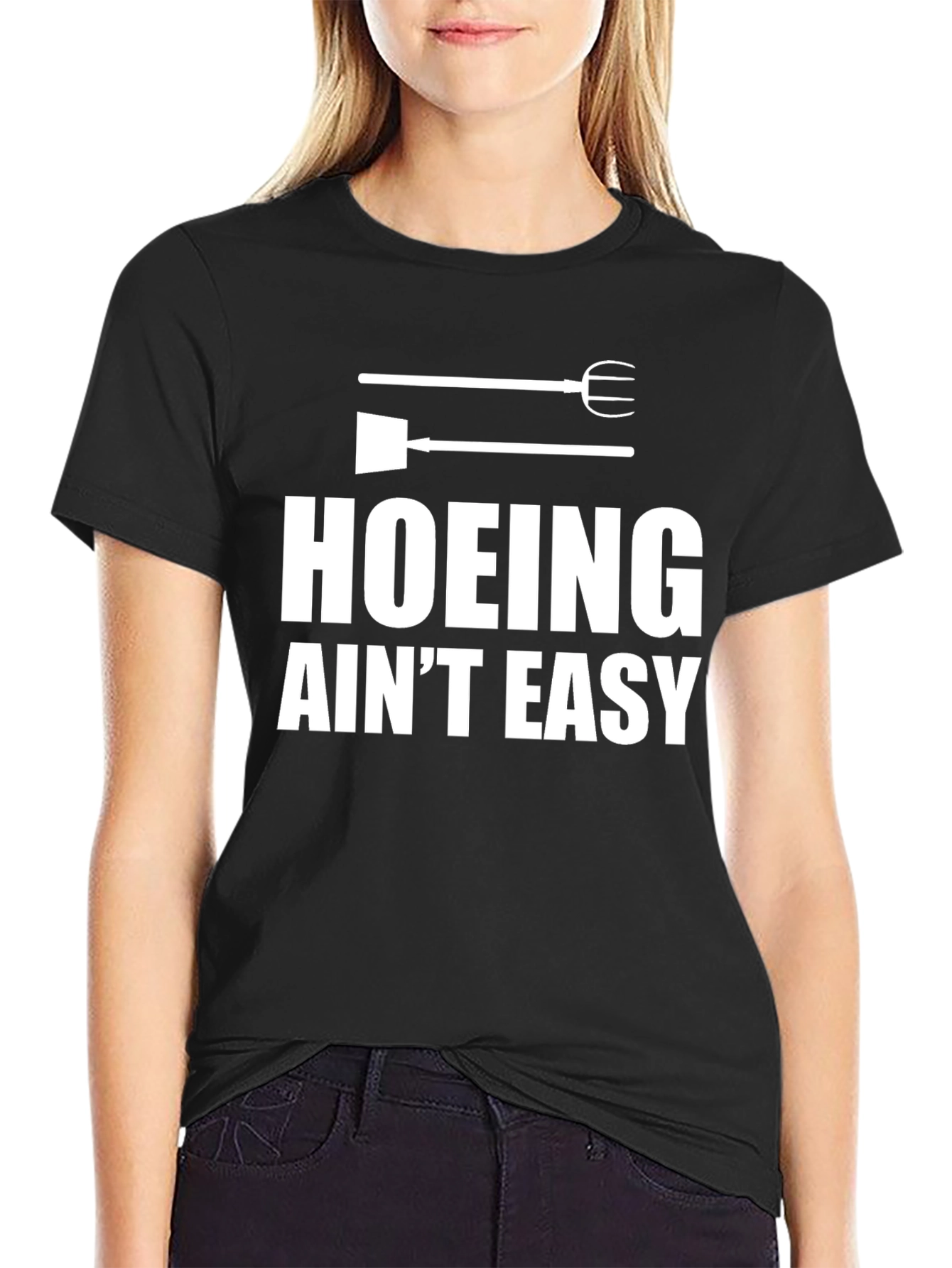 Hoeing Aint Easy Graphic Tee - Mens Black T-Shirt