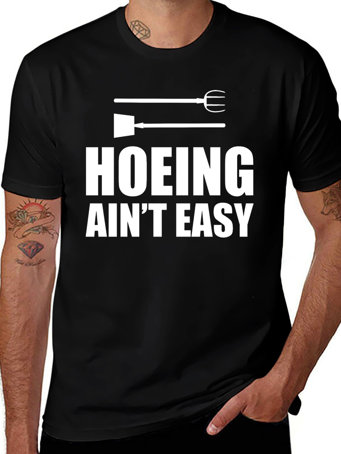 Hoeing Aint Easy Graphic Tee - Mens Black T-Shirt