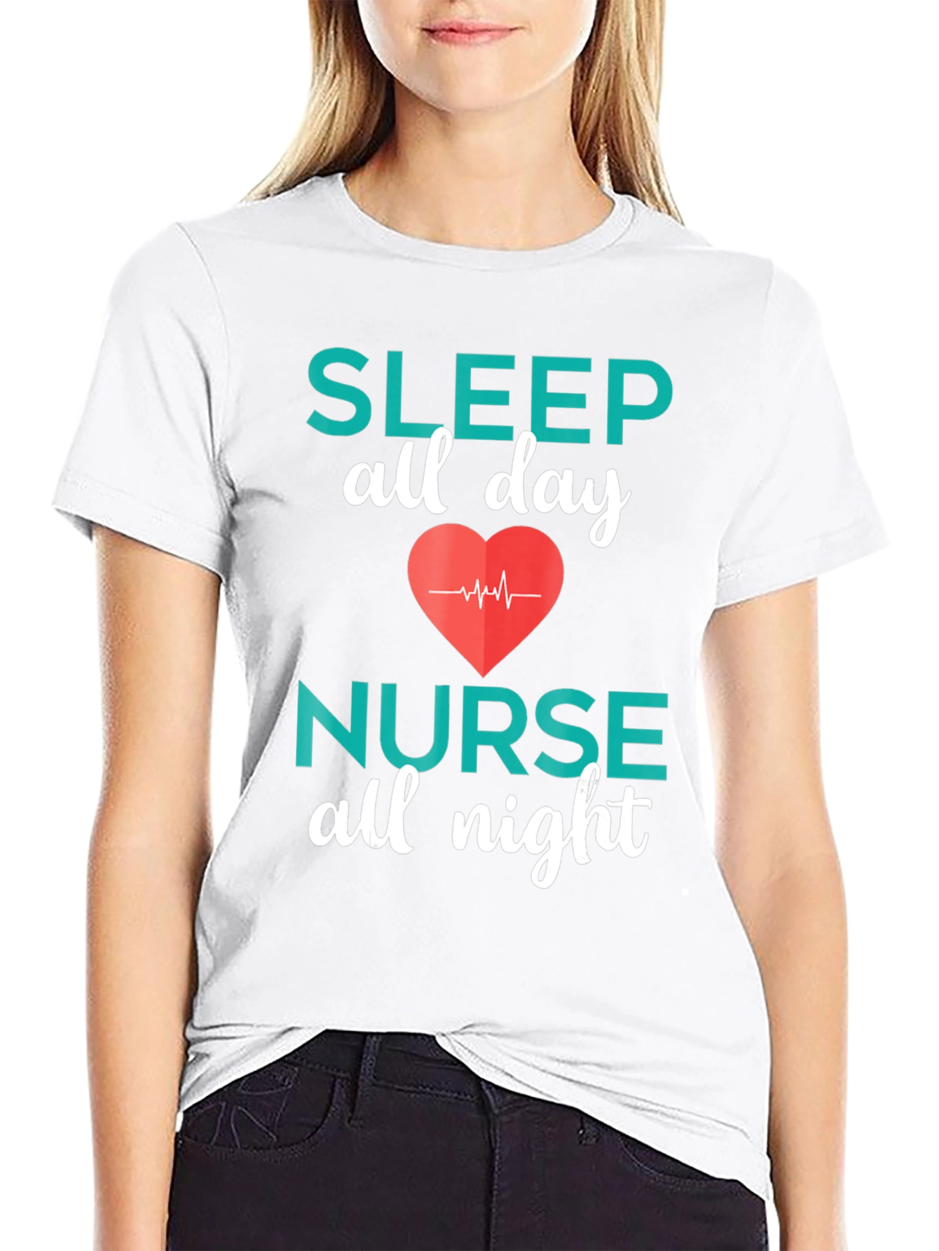 Nurse Sleep All Day Black T-Shirt